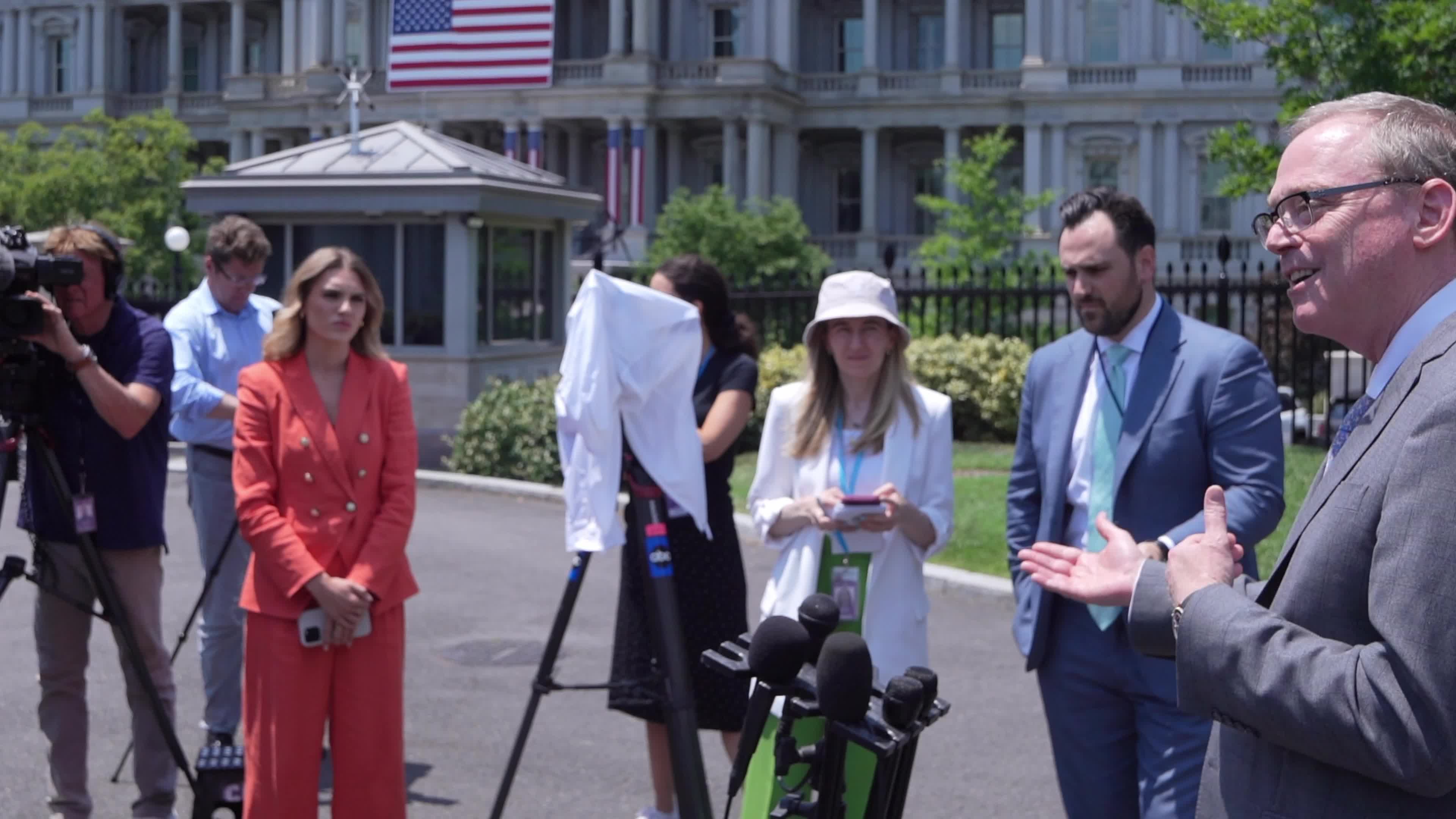 National Economic Council Director talks to the media for a few questions 