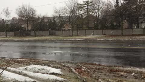 Wet snow covered the city of Toronto
