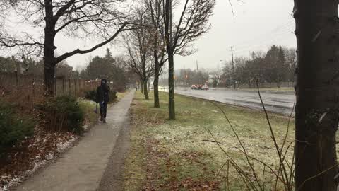 Wet snow covered the city of Toronto