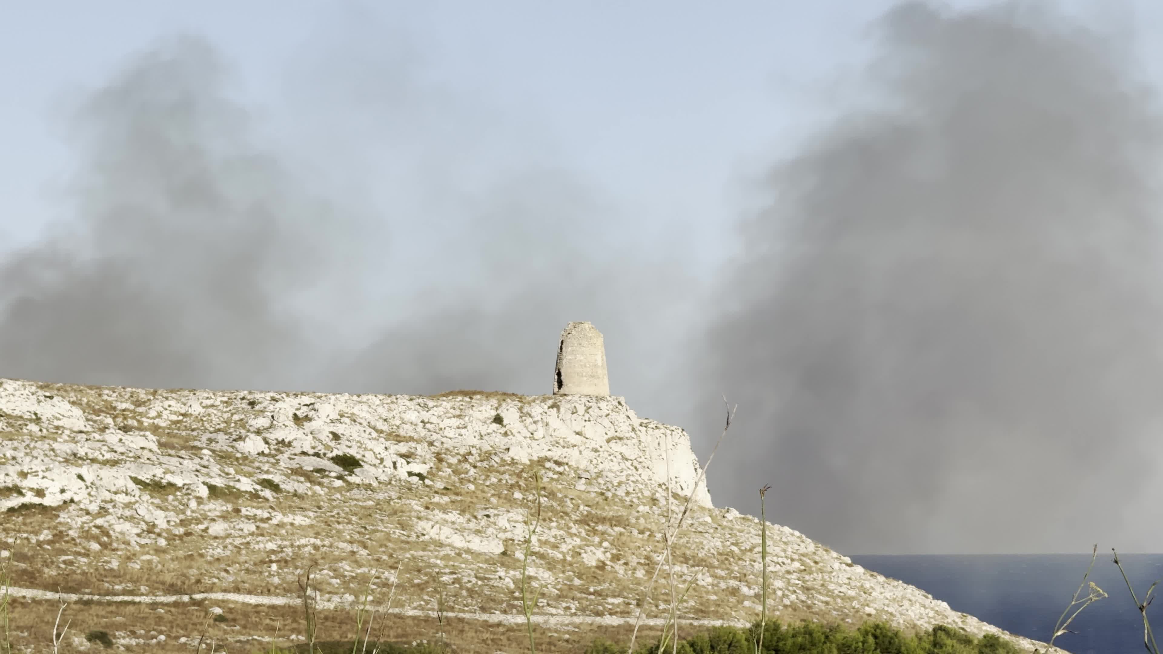 Wildfire Affects Mediterranean Scrub Near Otranto