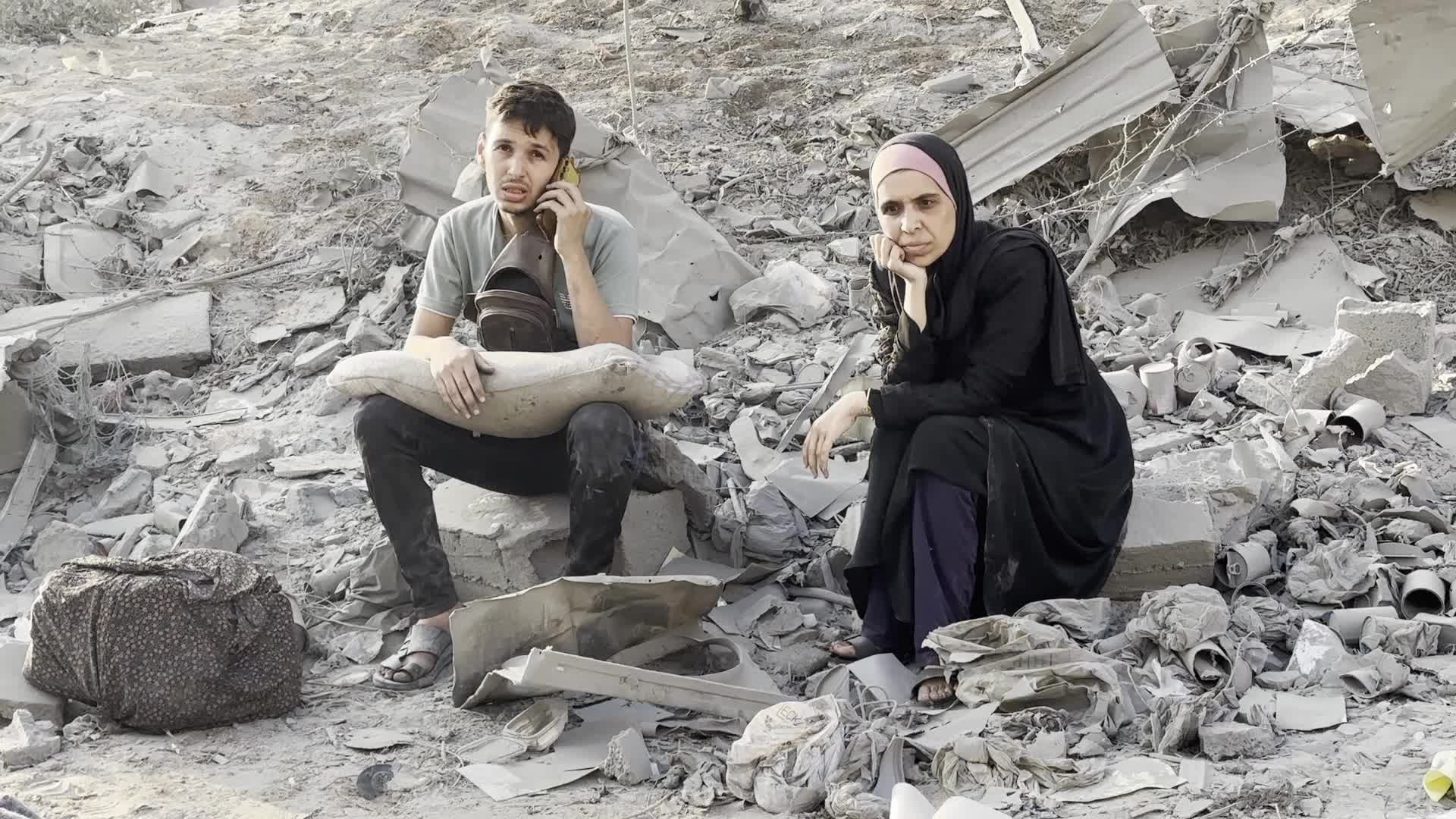 Residents Search Through Rubble After Israeli Bombardment in Gaza City
