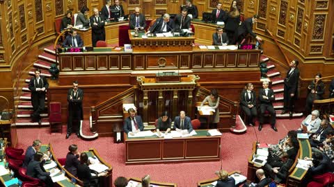 President of French Senate Gerard Larcher speaks during the session of questions to the government