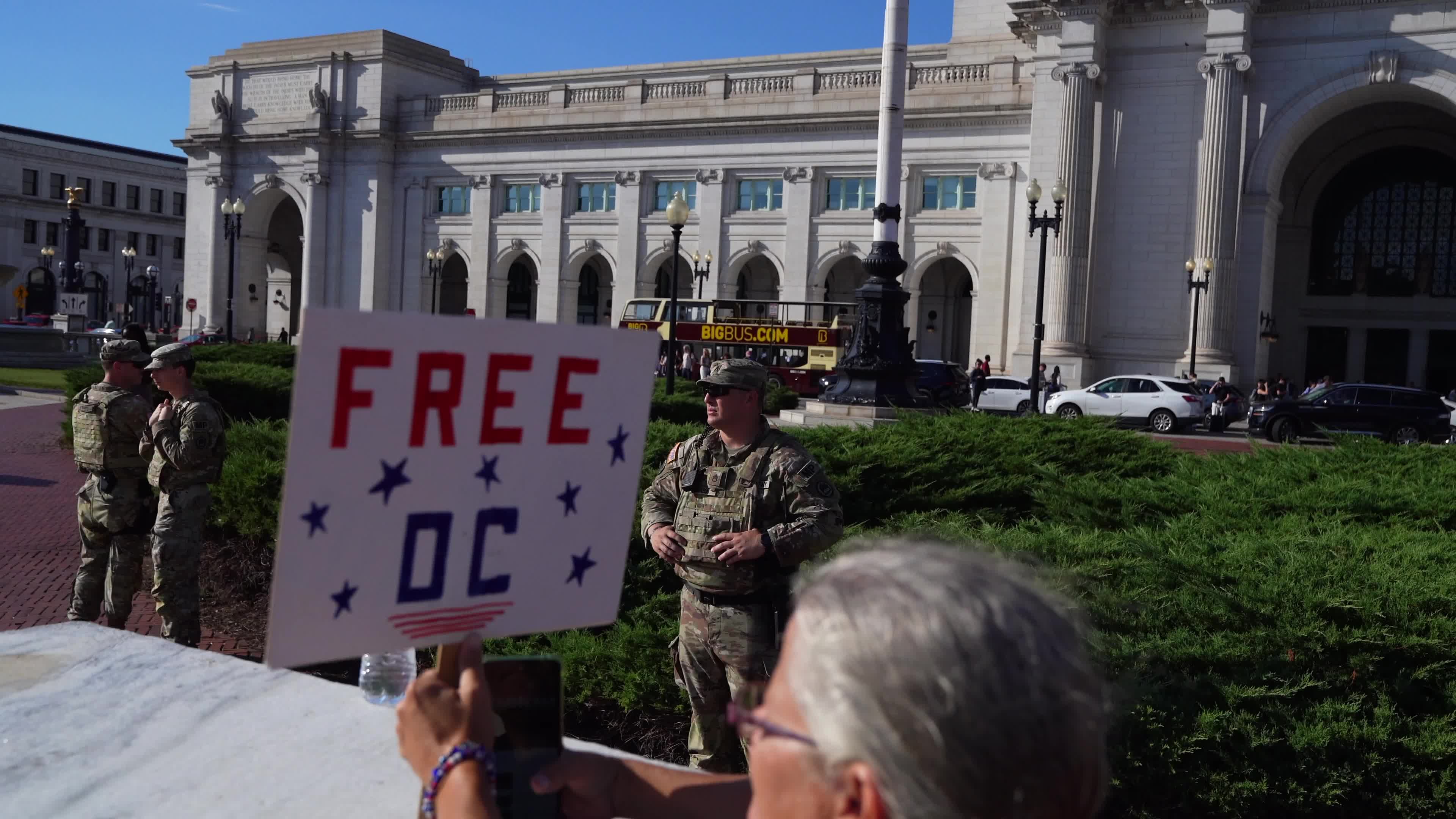First day of National Guard members patrol Washington, DC