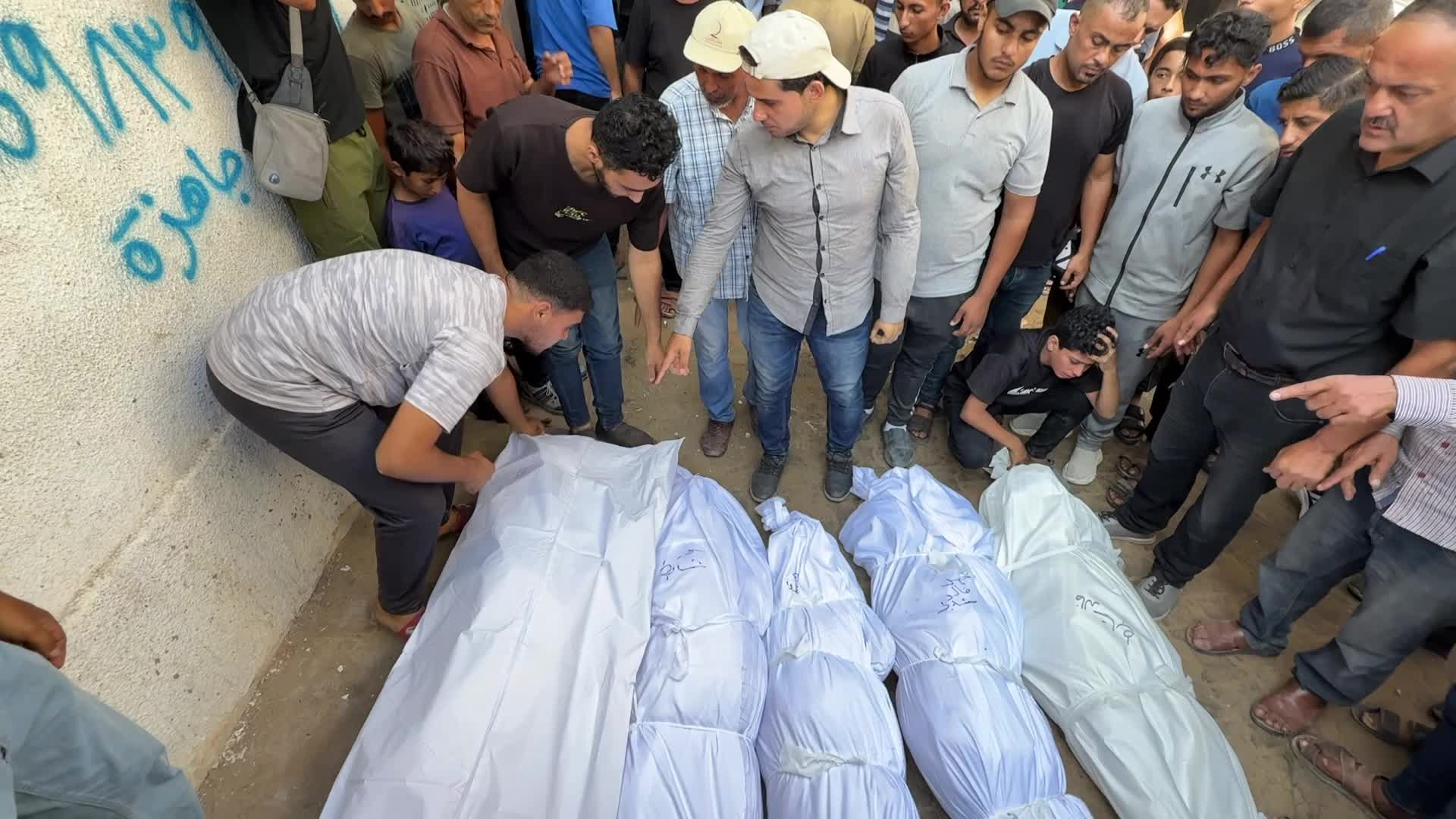 Palestinians Mourn Relatives Killed in Israeli Strikes at Al-Shifa Hospital in Gaza City