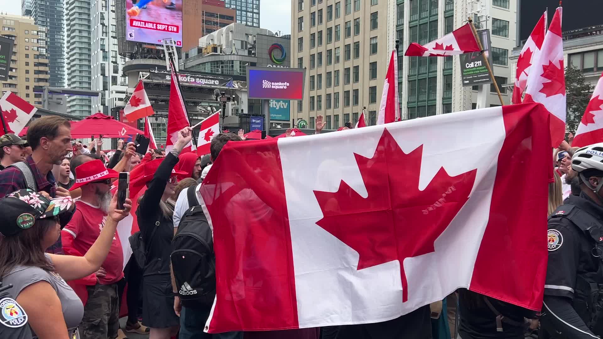 Canada First Anti-immigration rally and in Toronto, Canada