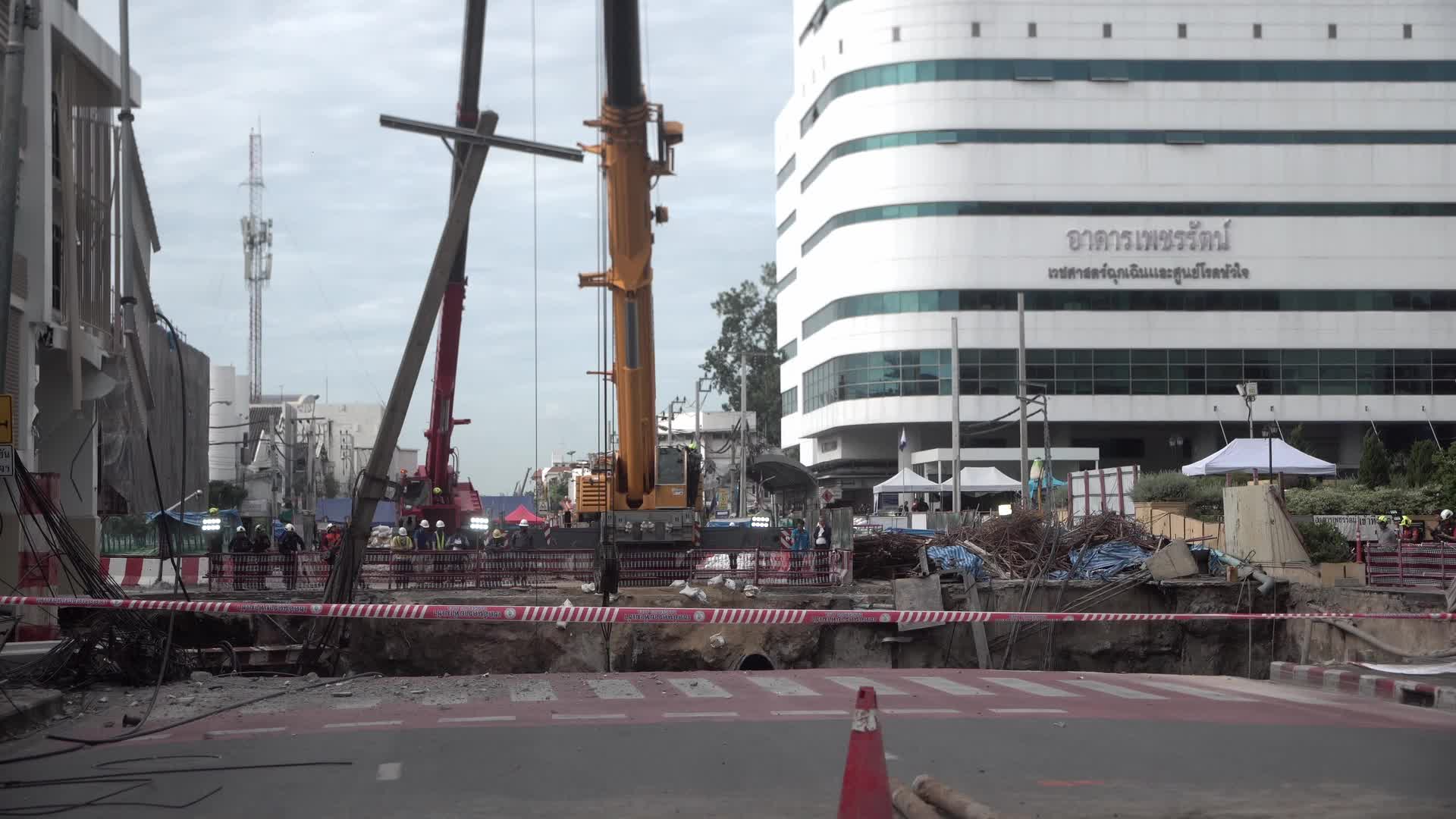 Road Collapsed In Bangkok Thailand.