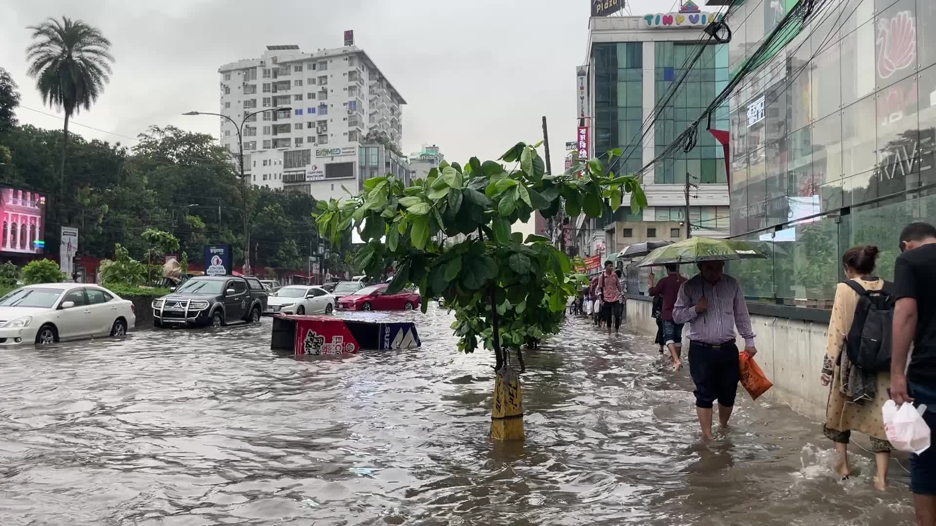 Dhaka Streets Submerged Following Monsoon Downpour