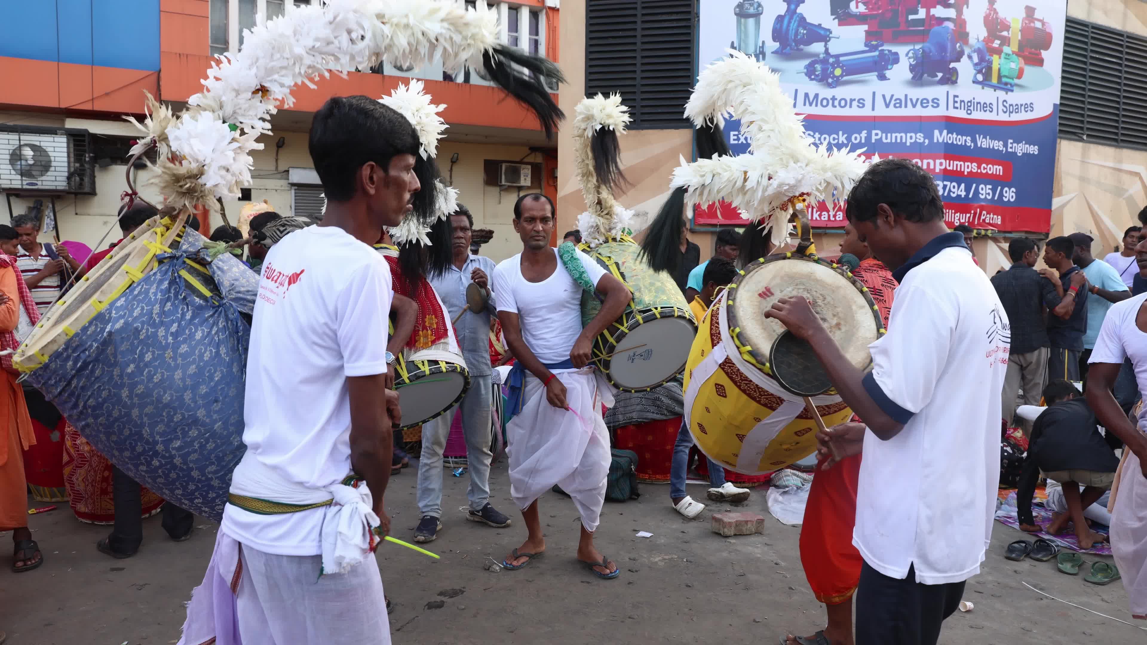 Drummers Play For Durga Puja Festival In Kolkata, India