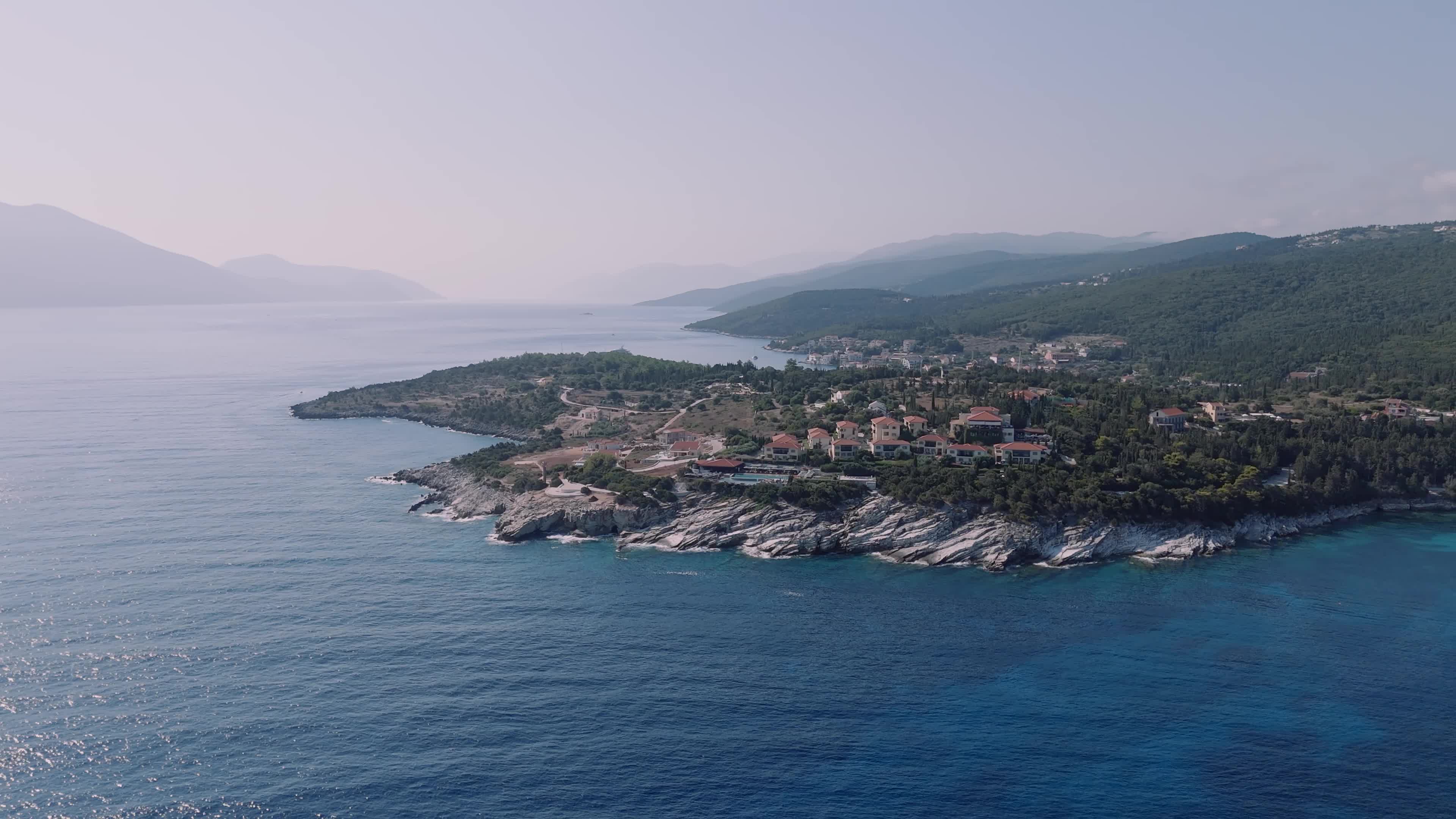 Aerial View of Paralia Emplisi, Kefalonia, Greece