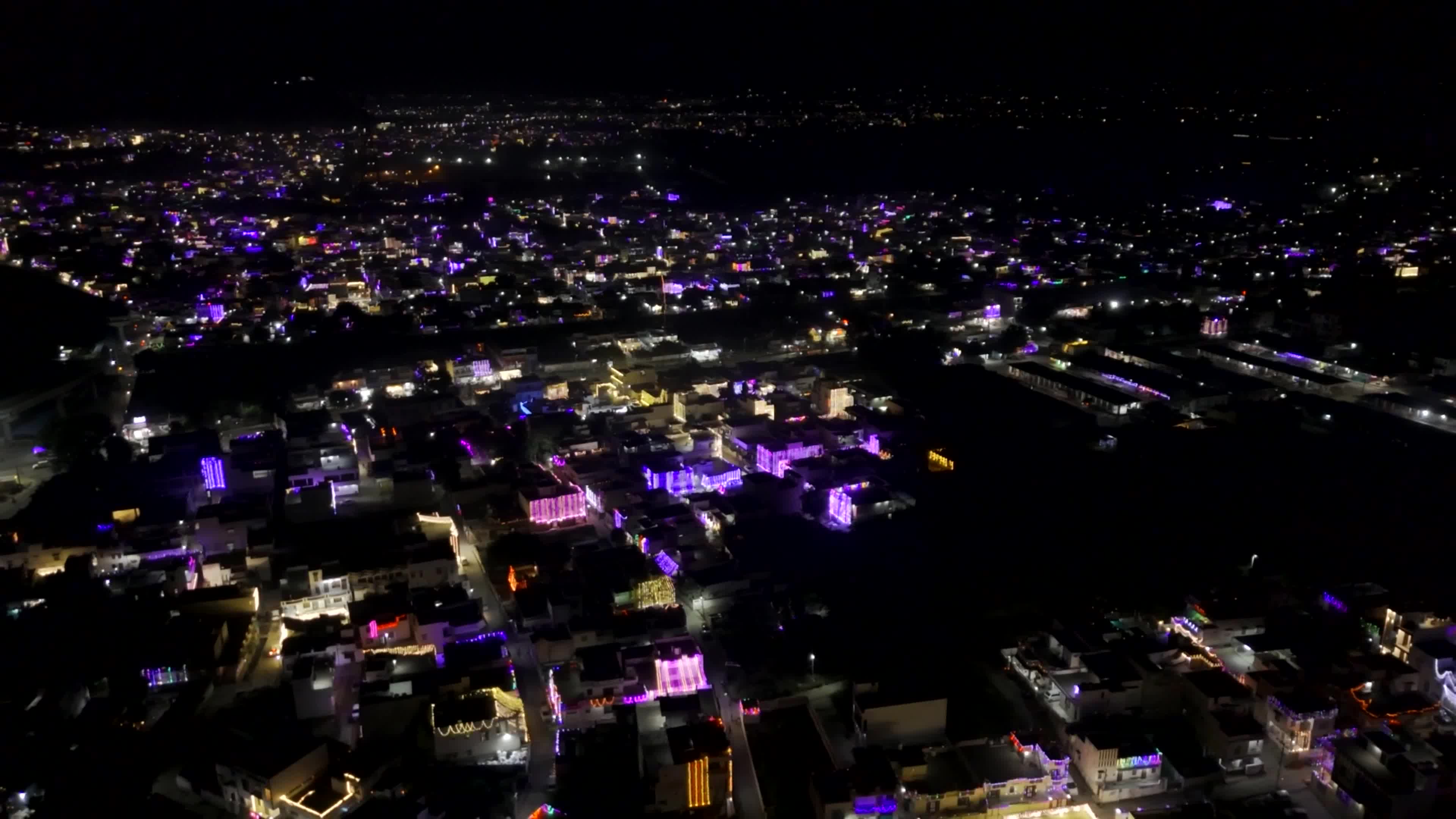 Aerial View of Ajmer City During Diwali