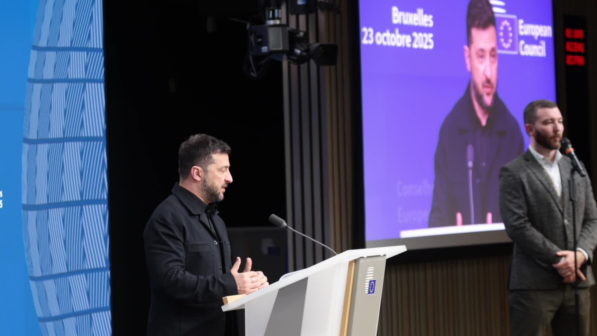 President of Ukraine Volodymyr Zelenskyy at the European Council in Brussels