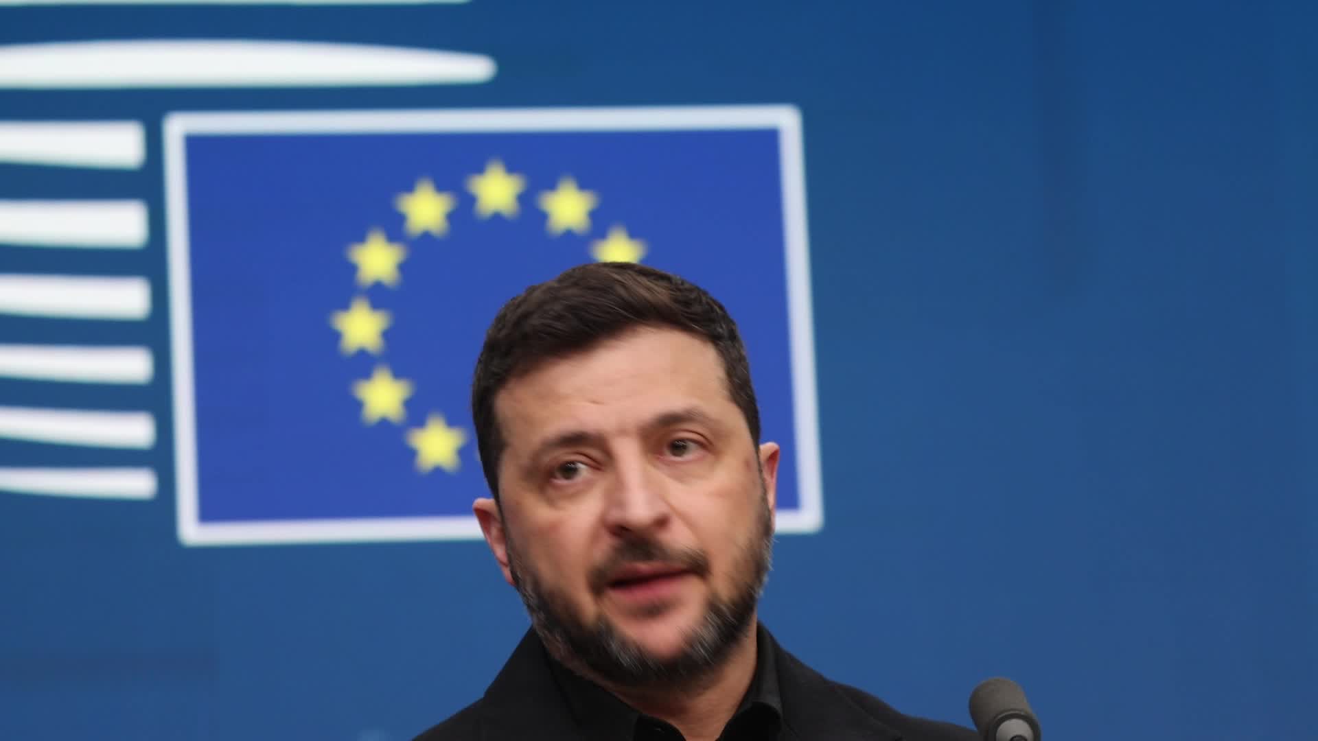 President of Ukraine Volodymyr Zelenskyy at the European Council in Brussels