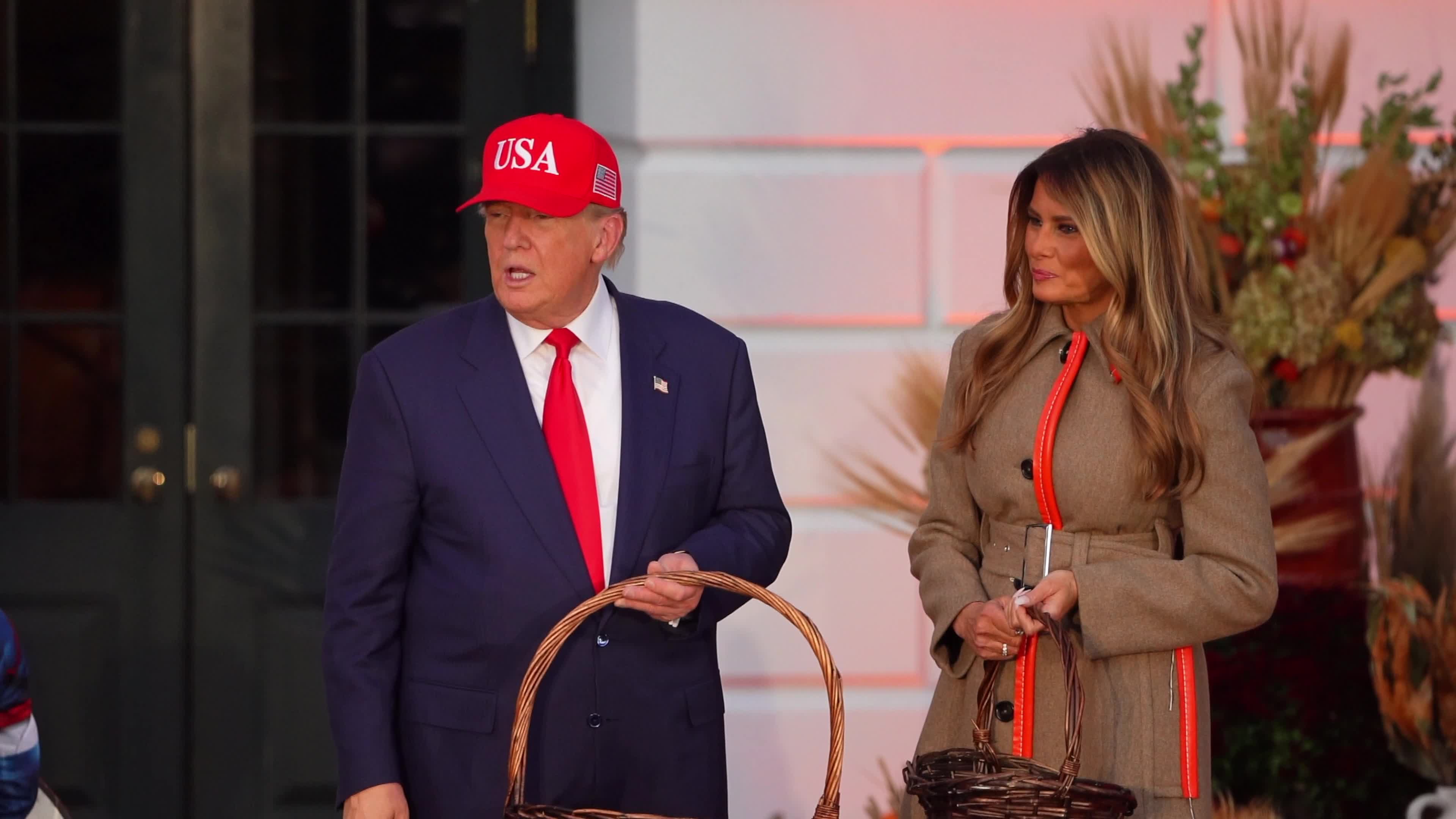 Melania Trump handout candy to children during the annual Halloween at the White House event
