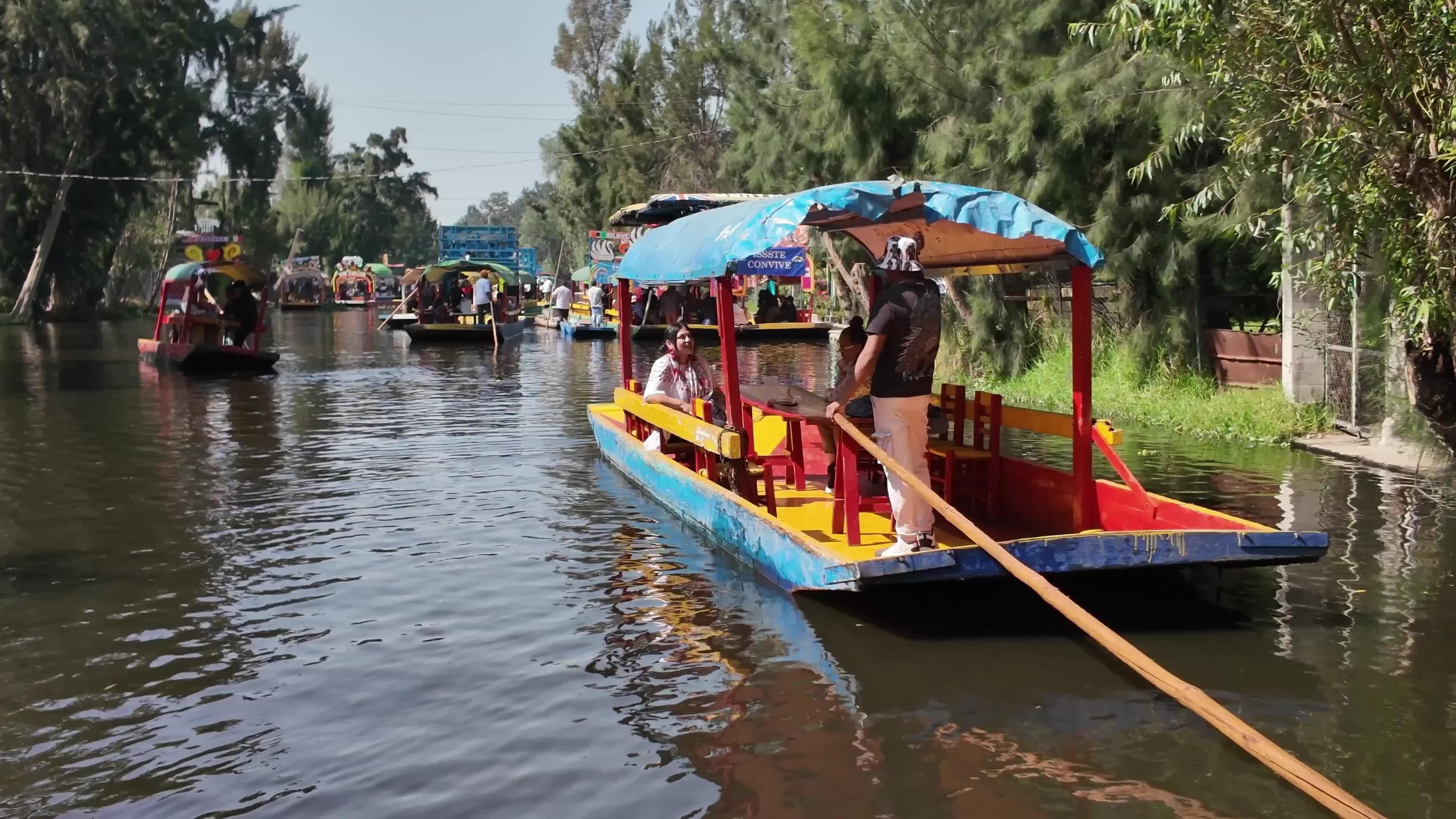 Travel Tourism Trajinera Boats in Xochimilco Mexico City