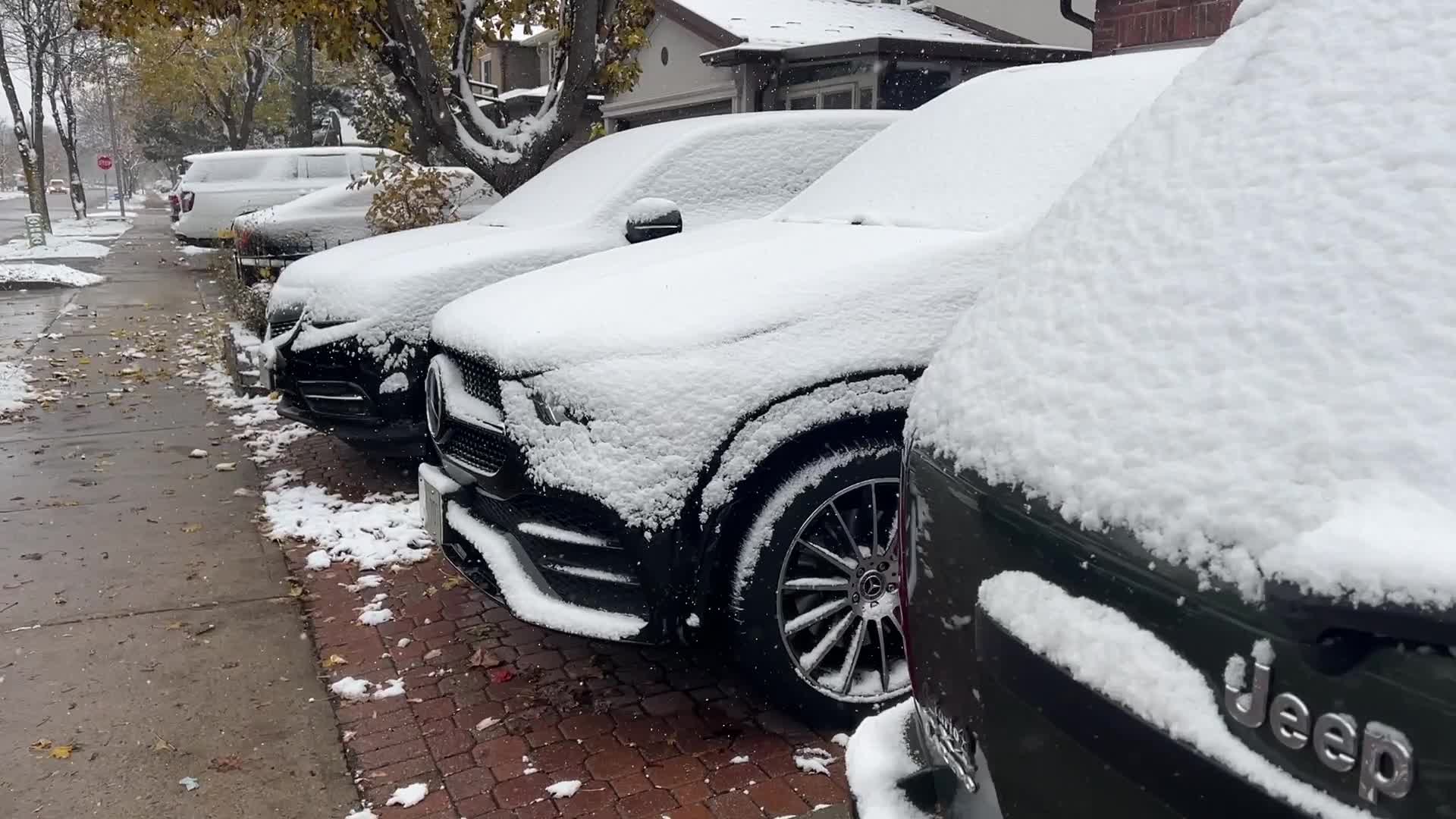 First snowfall of the season in Toronto, Canada