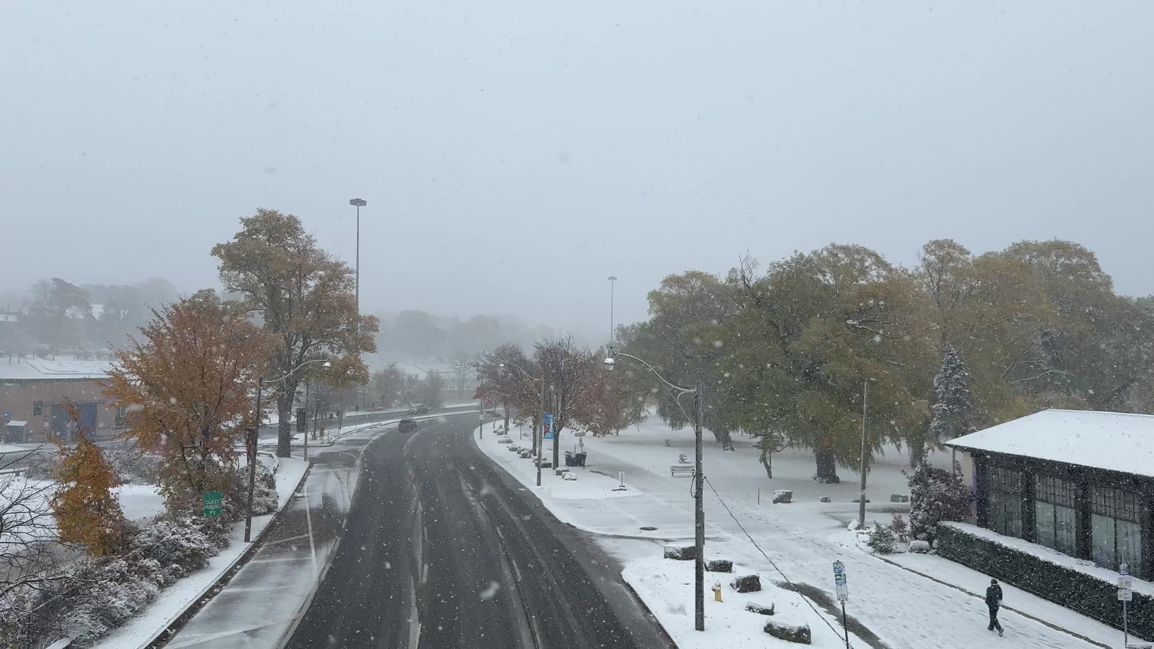First snow of the season, Toronto, Canada