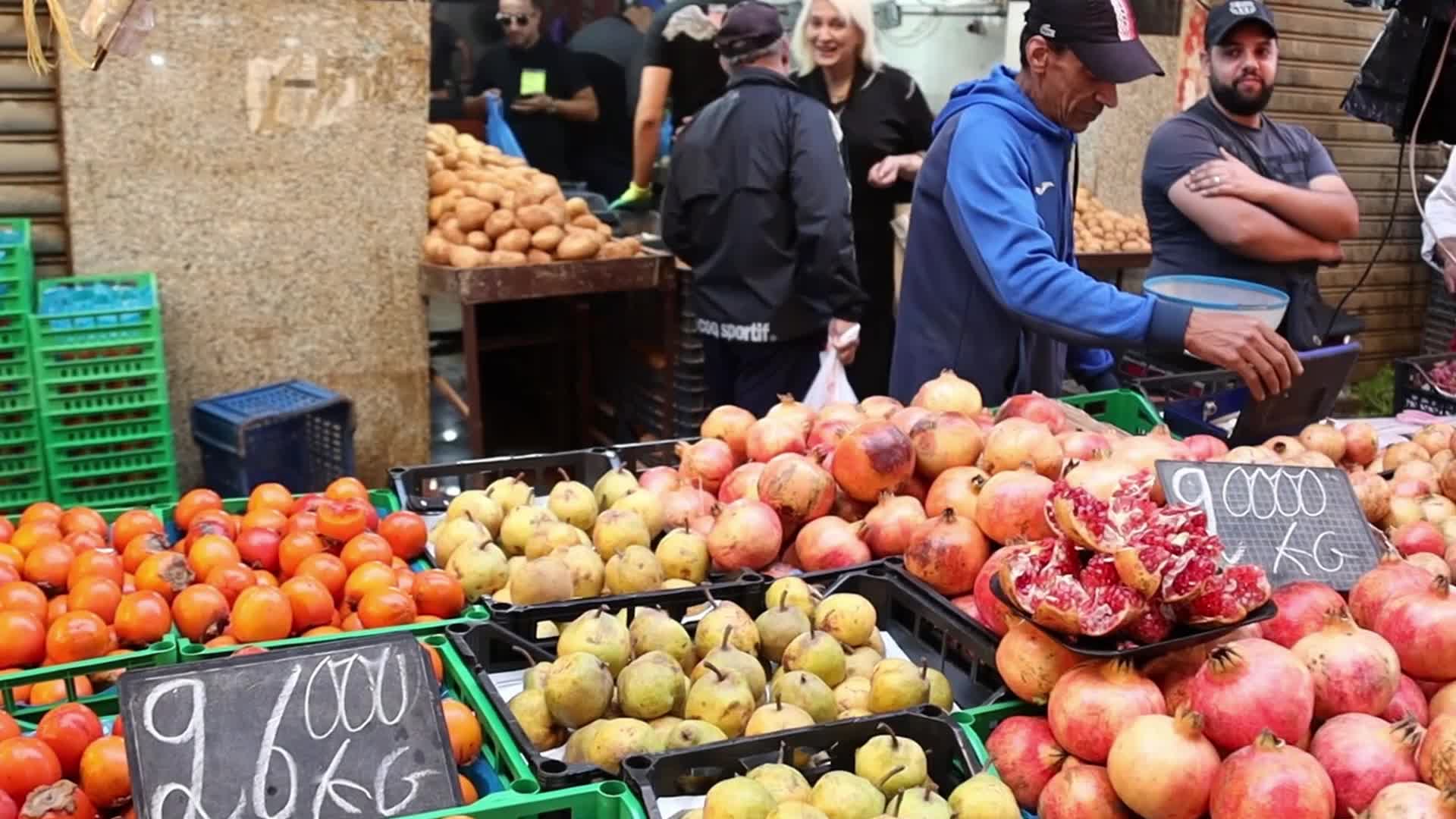 Fruit and vegetable market at the Bastille in the old city of Oran, Algeria