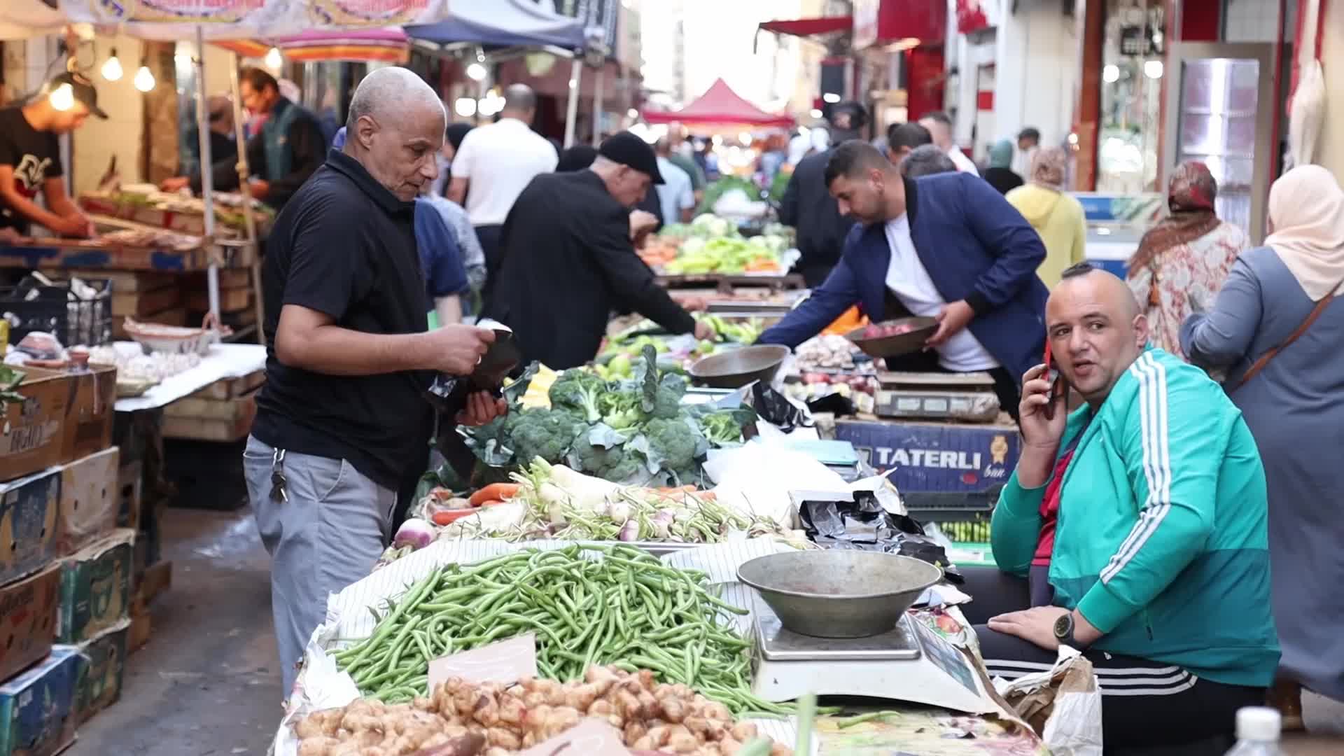 Fruit and vegetable market at the Bastille in the old city of Oran, Algeria