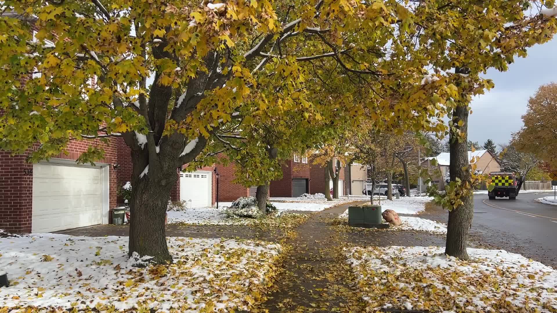 Autumn and Winter season intertwine in Canada
