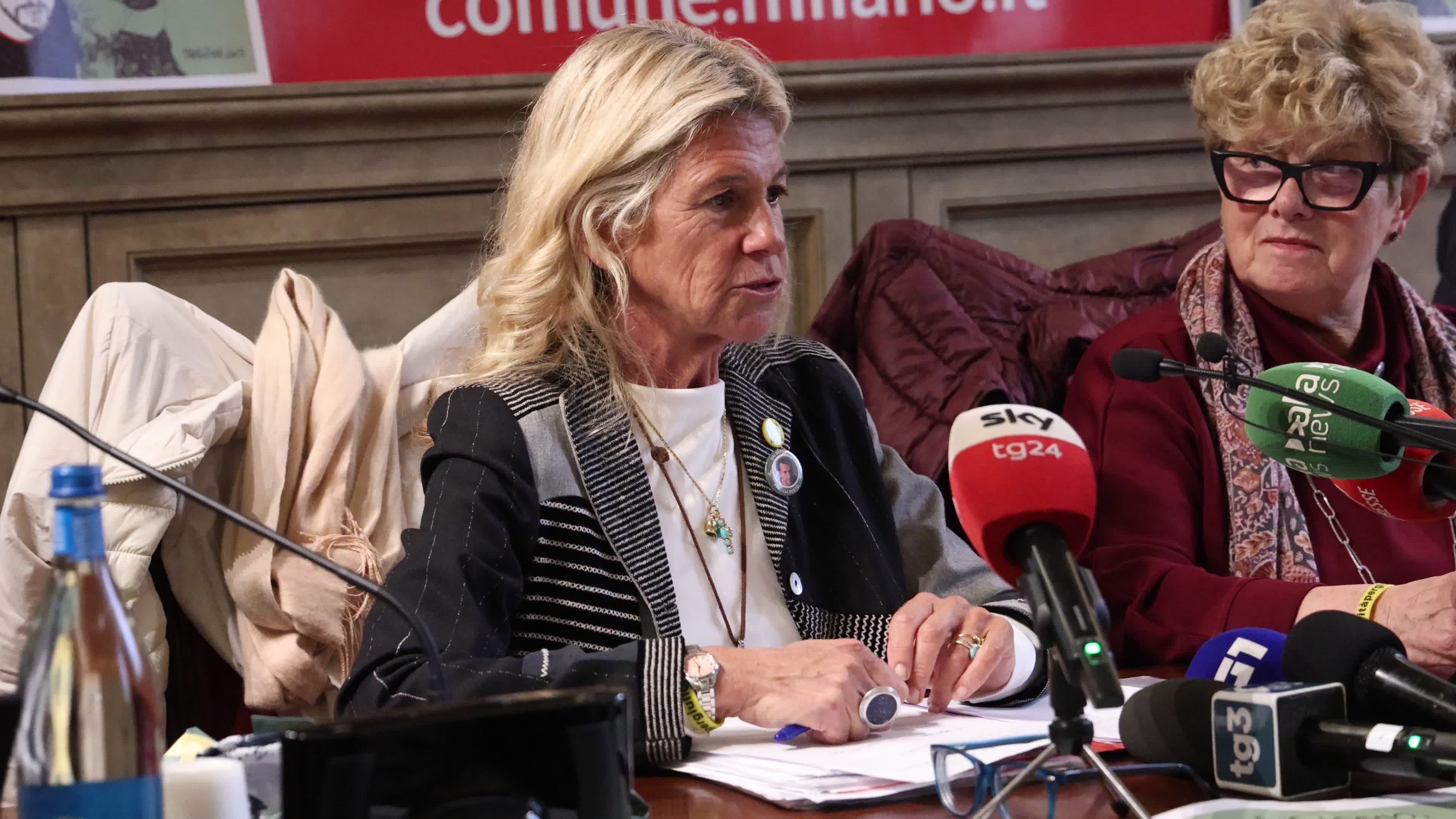The press conference to demand the release of Alberto Trentini, an Italian aid worker detained for a year without charges in a Venezuelan prison in Milan
