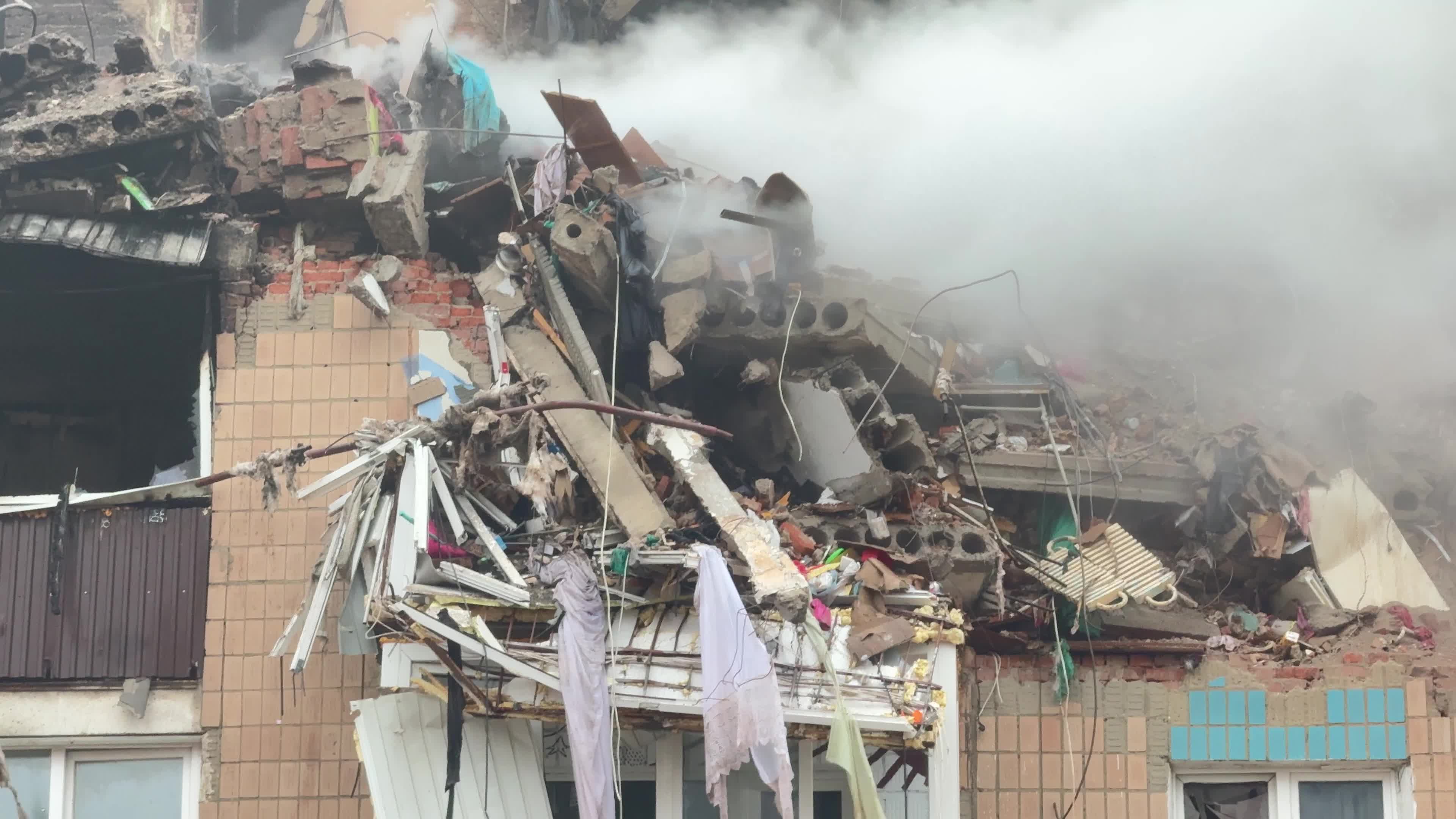 Search and rescue operation at the site where a Russian missile struck a multi-storey residential building in Ternopil, Ukraine