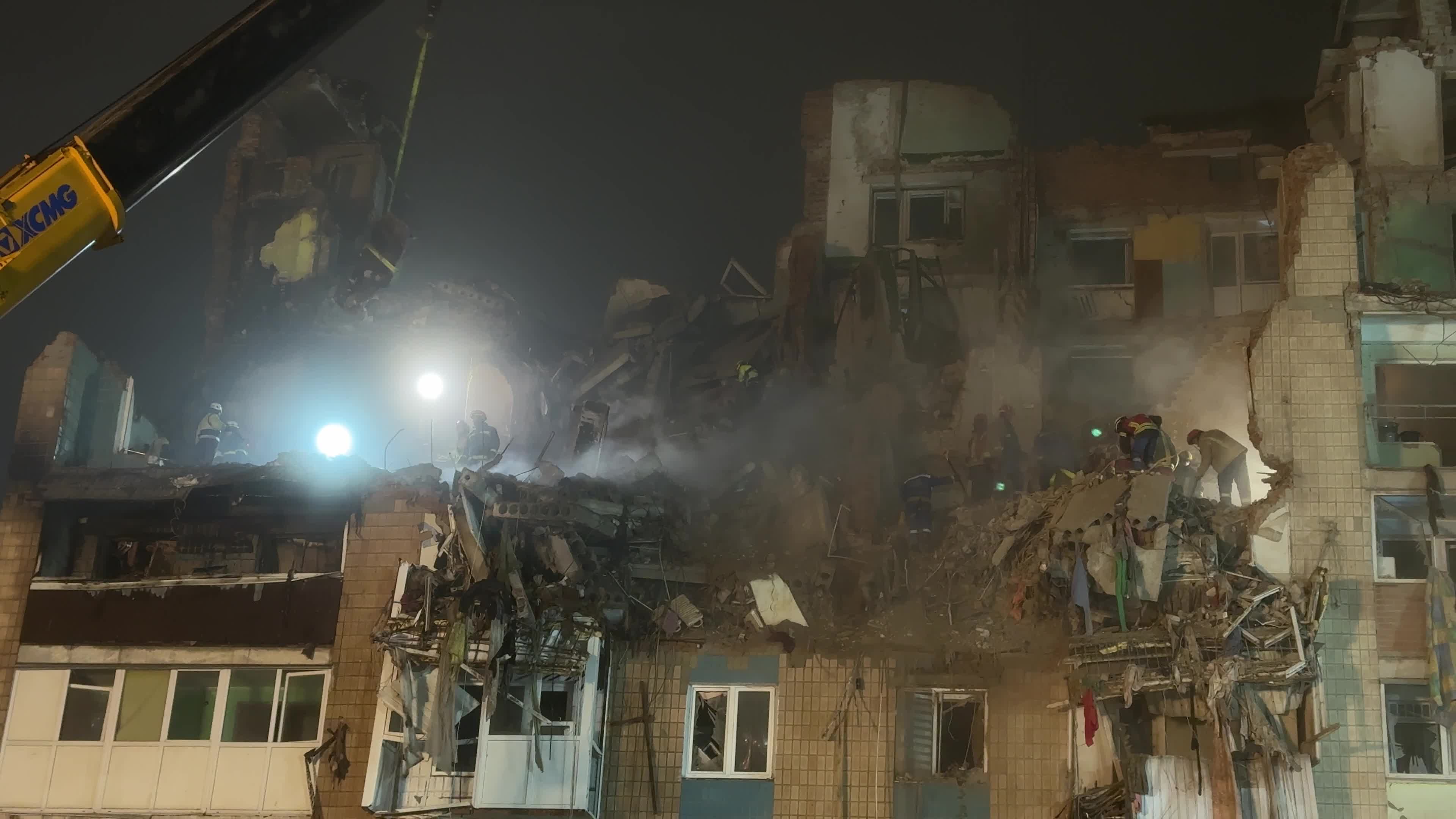 Search and rescue operation at the site where a Russian missile struck a multi-storey residential building in Ternopil, Ukraine