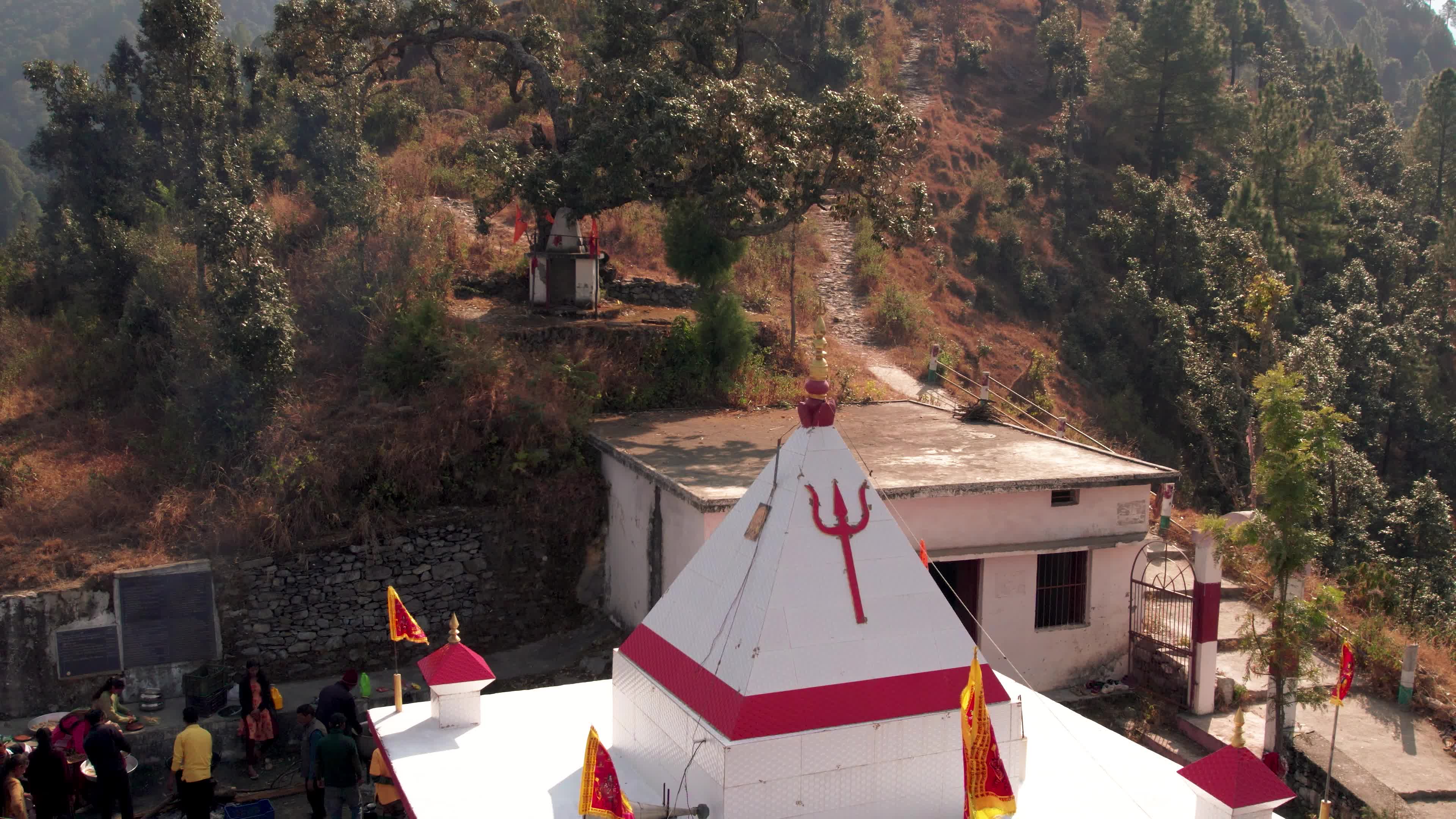4K Drone View of Village Festival in Uttarakhand Celebrating Lord Ram’s Birth Anniversary at Hilltop Temple