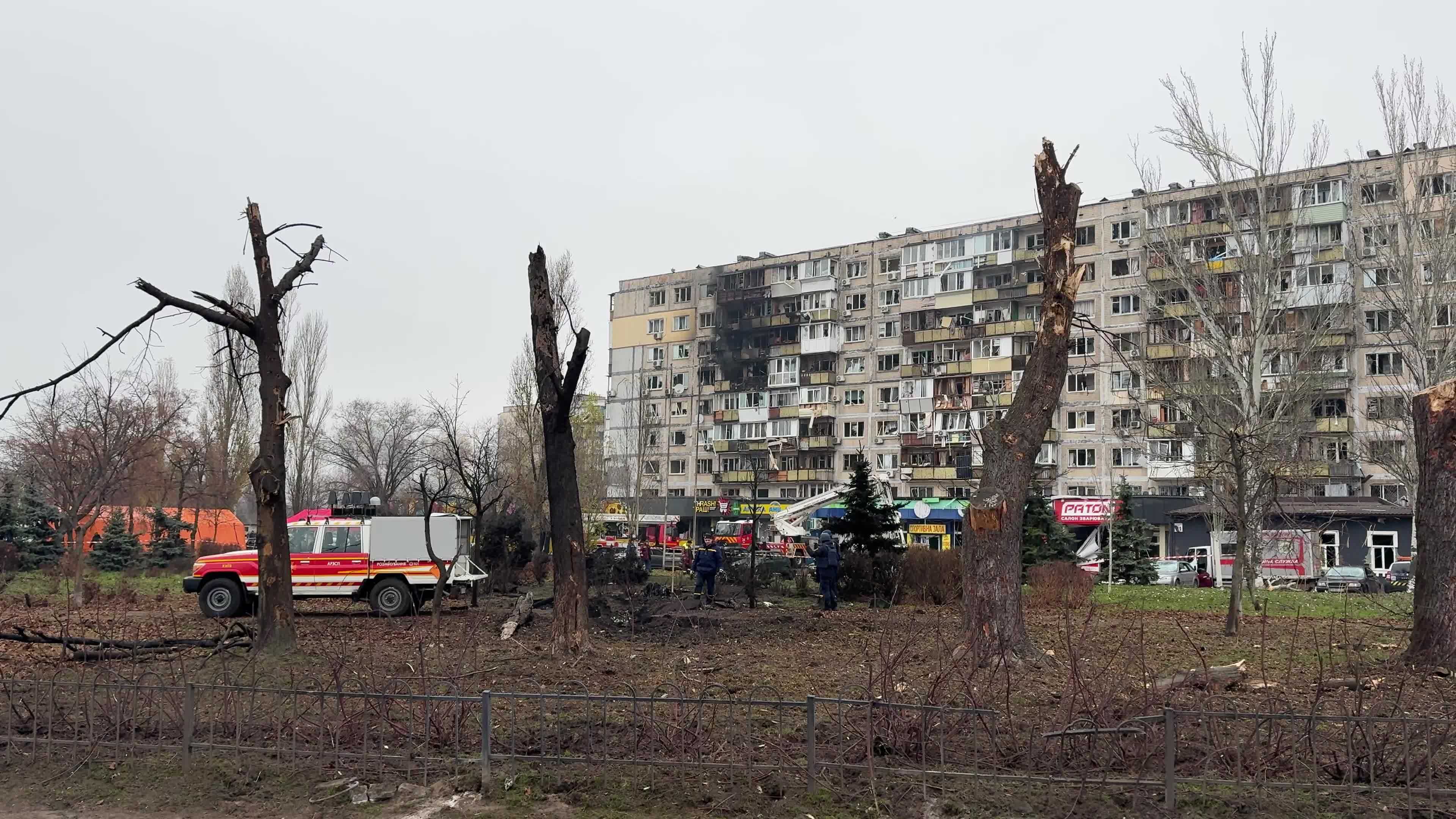 Russian massive missile and drone attack on the Kyiv