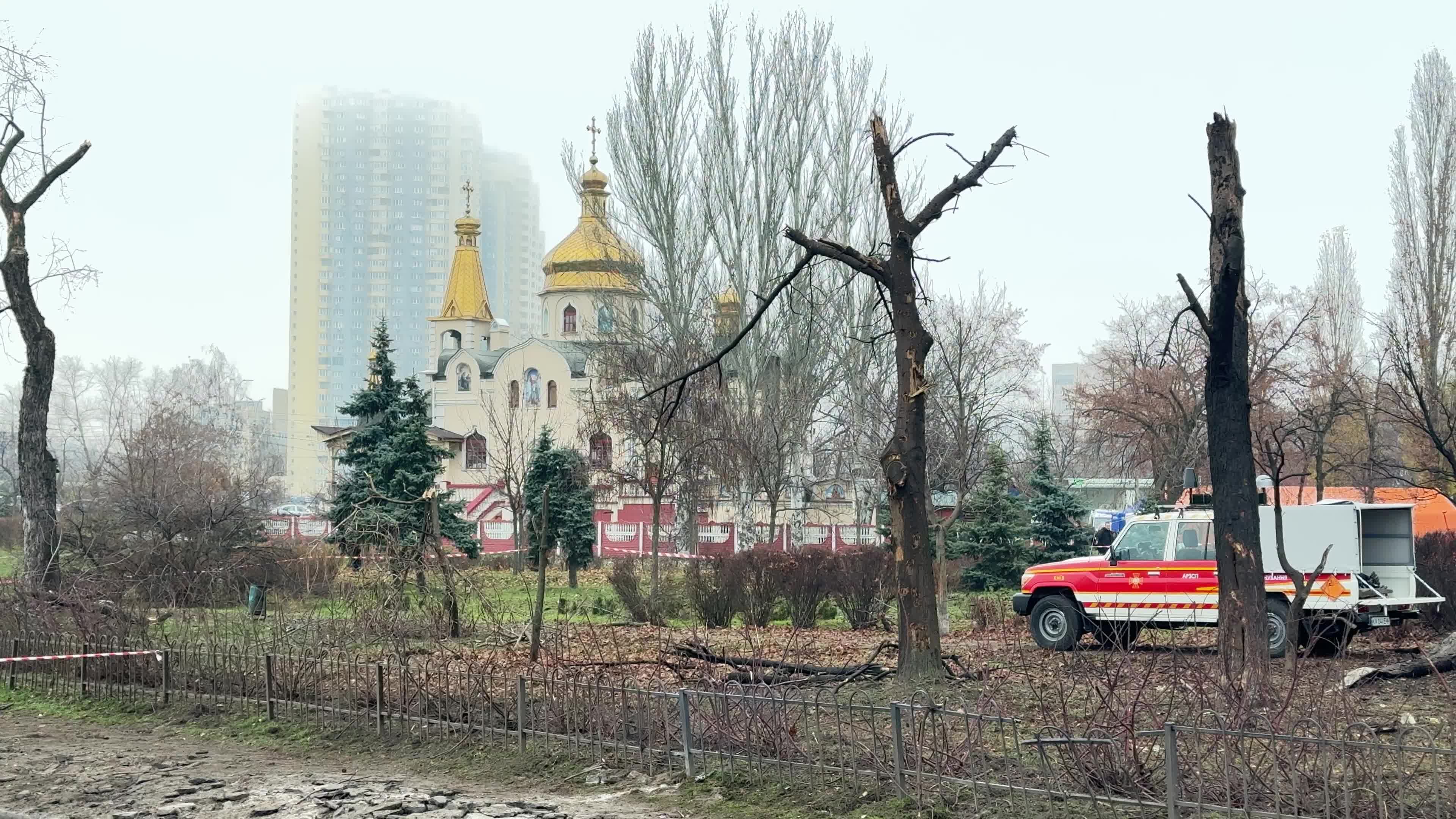 Russian massive missile and drone attack on the Kyiv