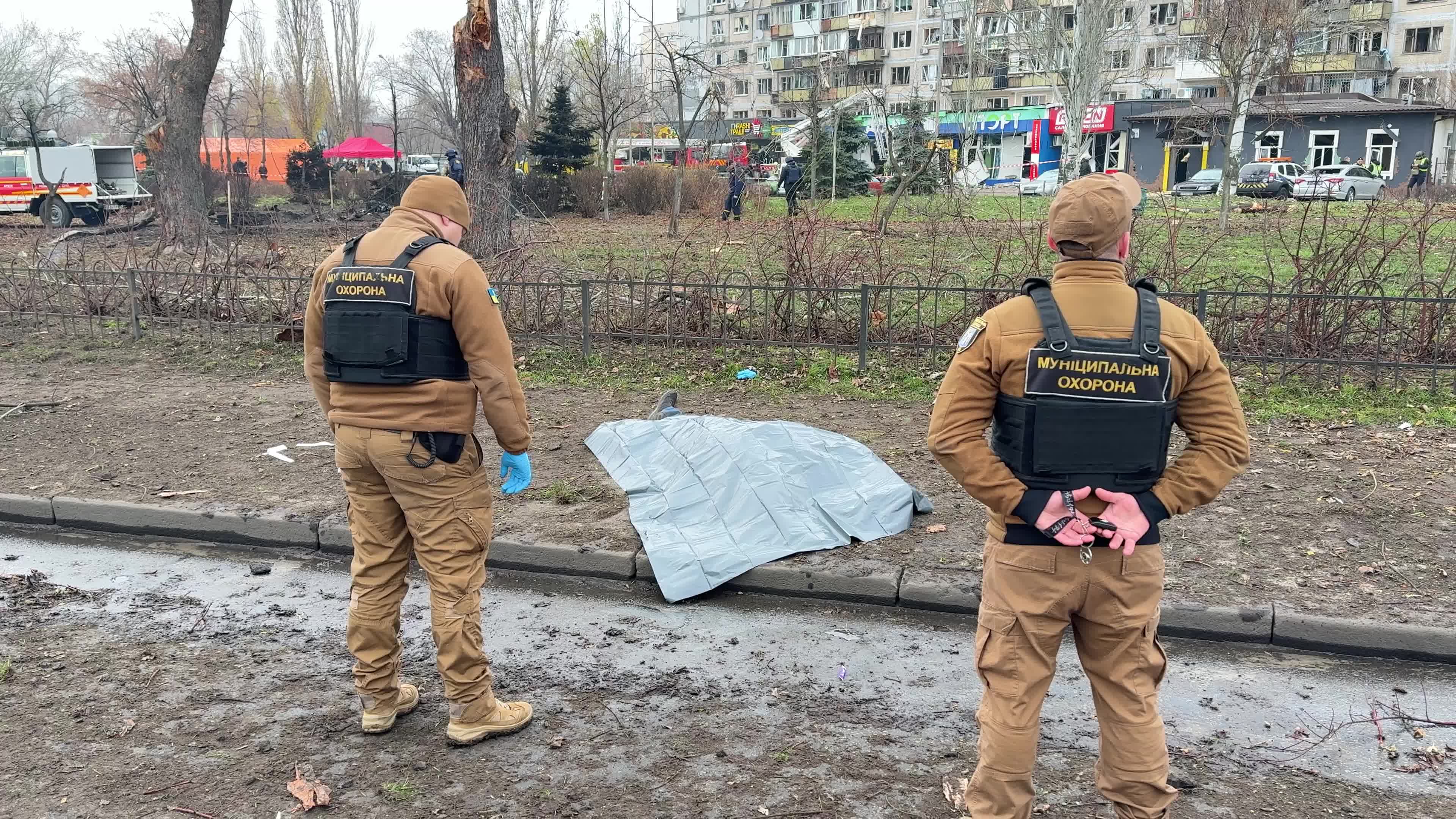 Russian massive missile and drone attack on the Kyiv