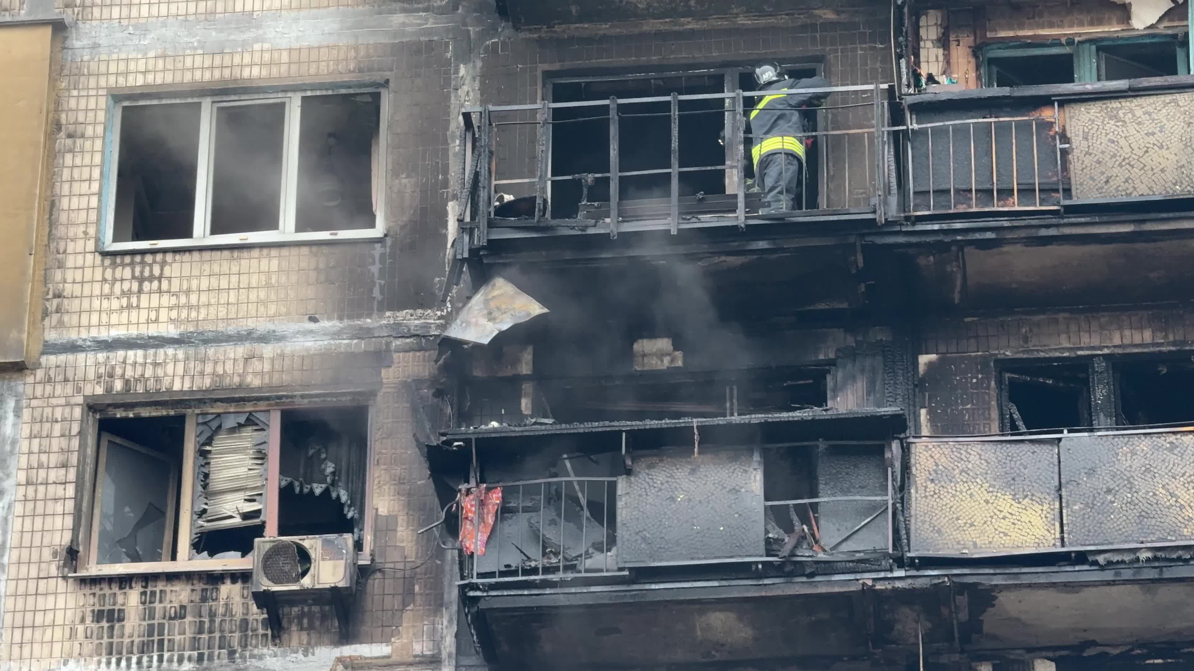 Russian massive missile and drone attack on the Kyiv