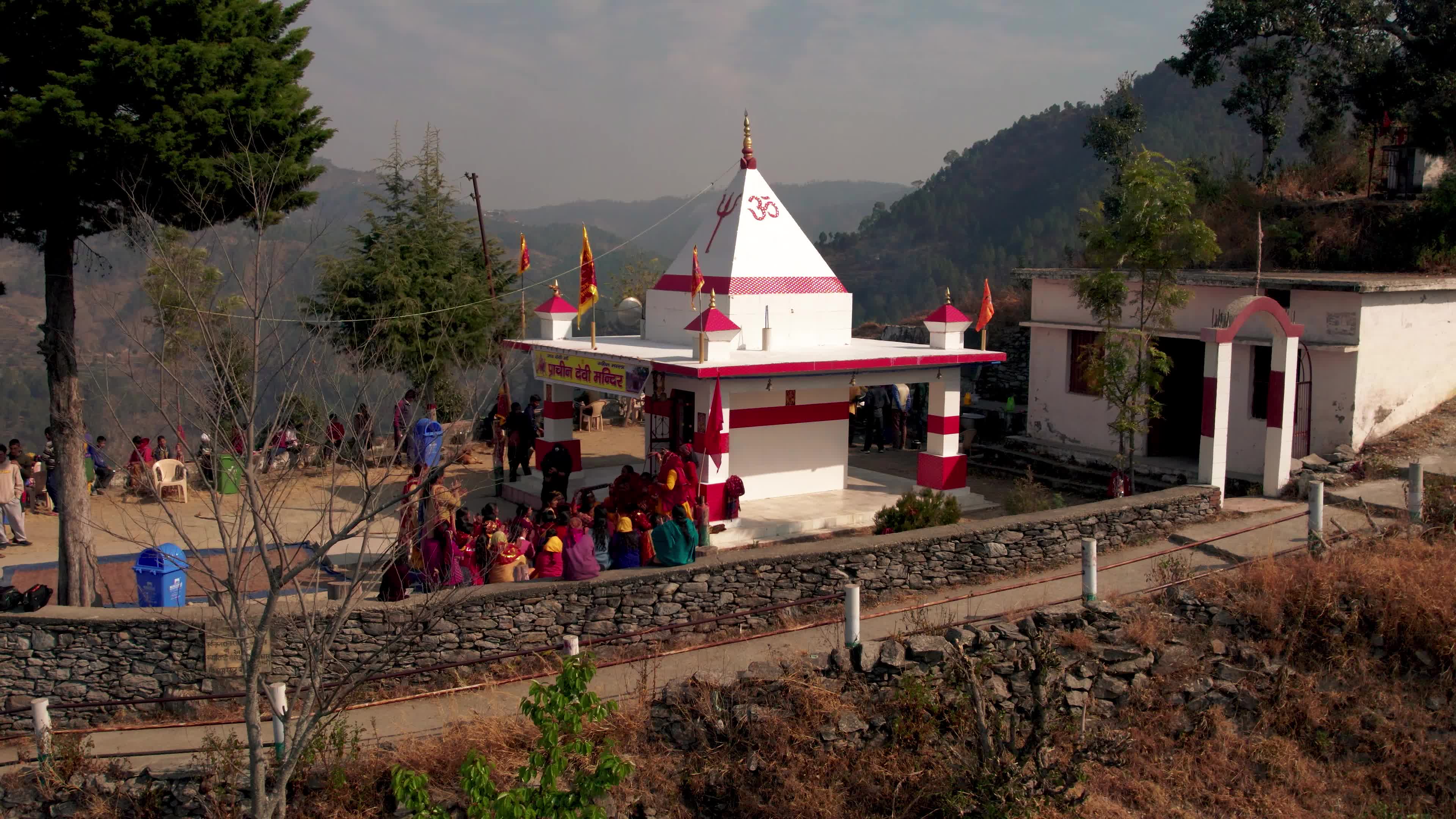 4K Drone View of Village Festival in Uttarakhand Celebrating Lord Ram’s Birth Anniversary at Hilltop Temple