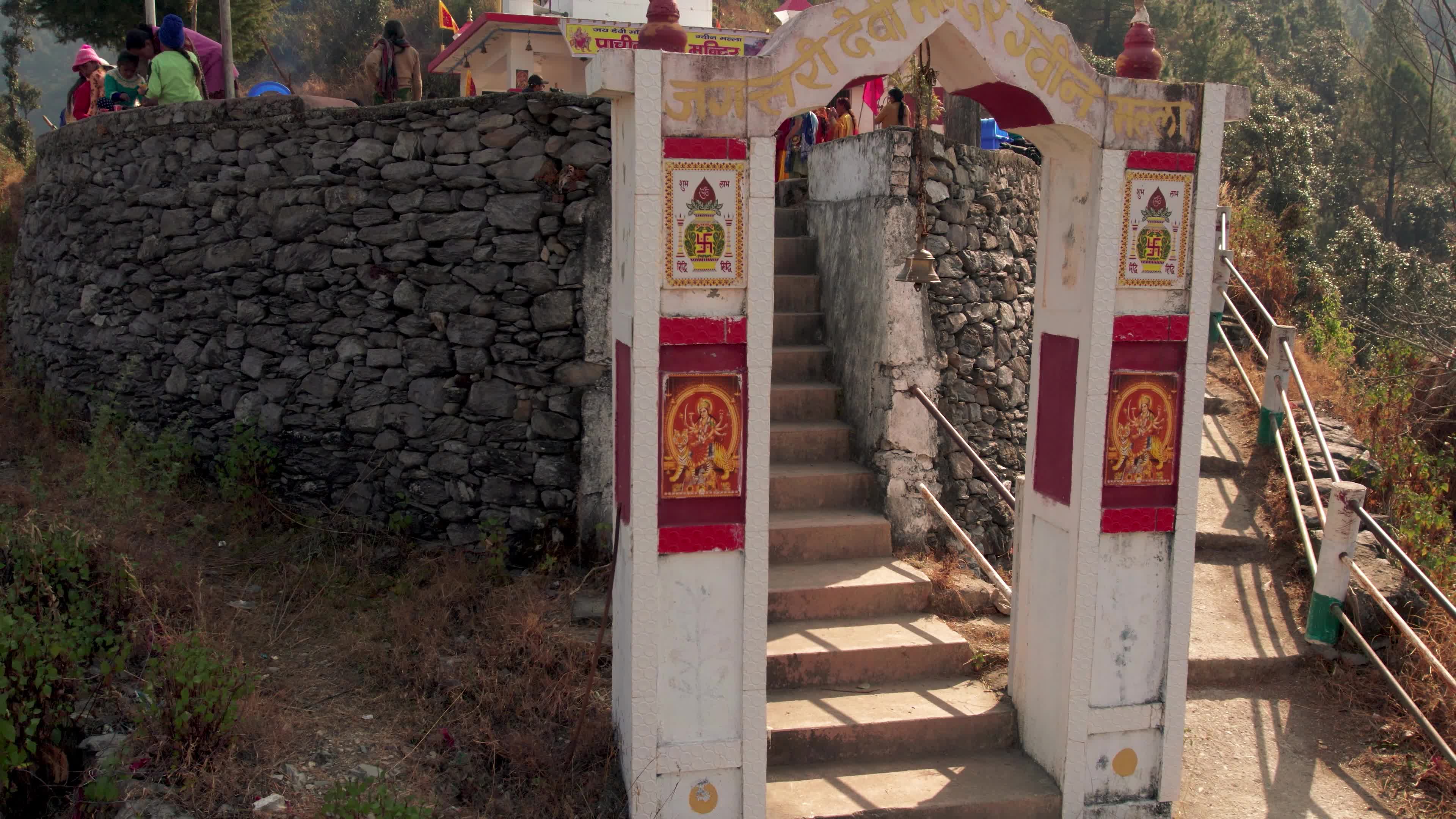 4K Drone View of Village Festival in Uttarakhand Celebrating Lord Ram’s Birth Anniversary at Hilltop Temple