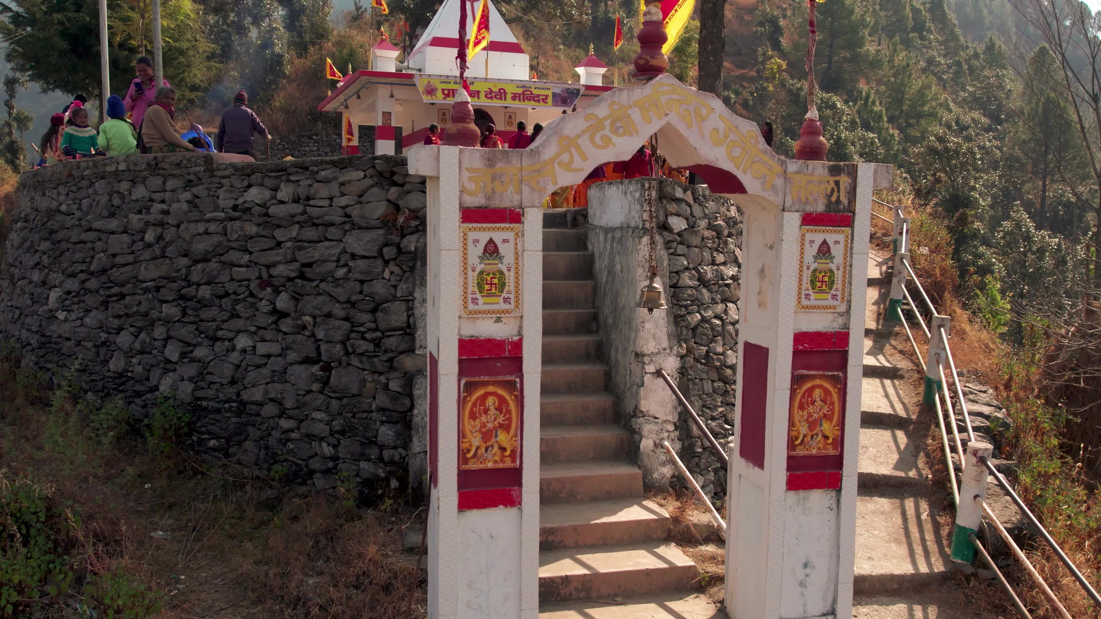 4K Drone View of Village Festival in Uttarakhand Celebrating Lord Ram’s Birth Anniversary at Hilltop Temple