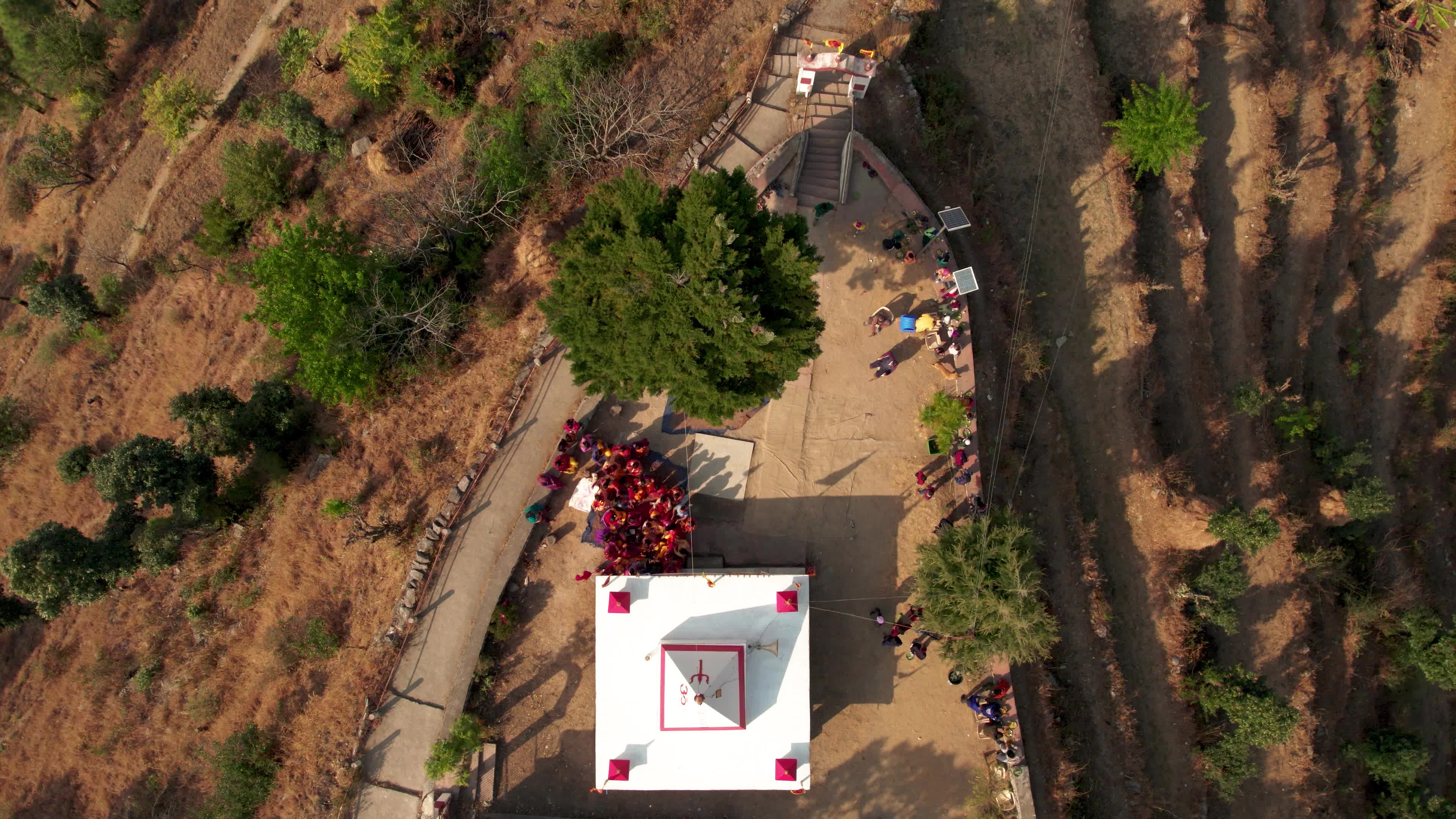 4K Drone View of Village Festival in Uttarakhand Celebrating Lord Ram’s Birth Anniversary at Hilltop Temple