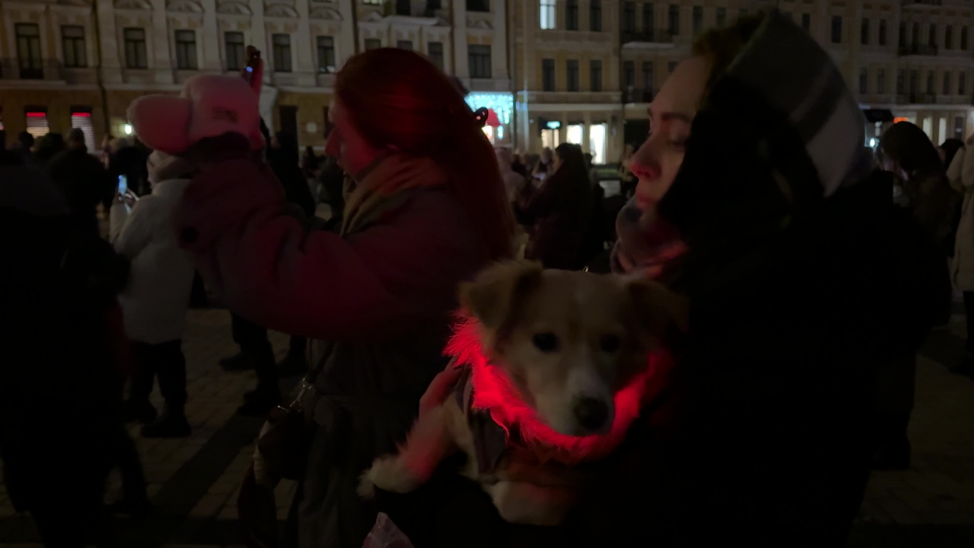 Main Christmas tree of Kyiv during a blackout caused by Russia’s ongoing strikes on Ukraine’s energy infrastructure