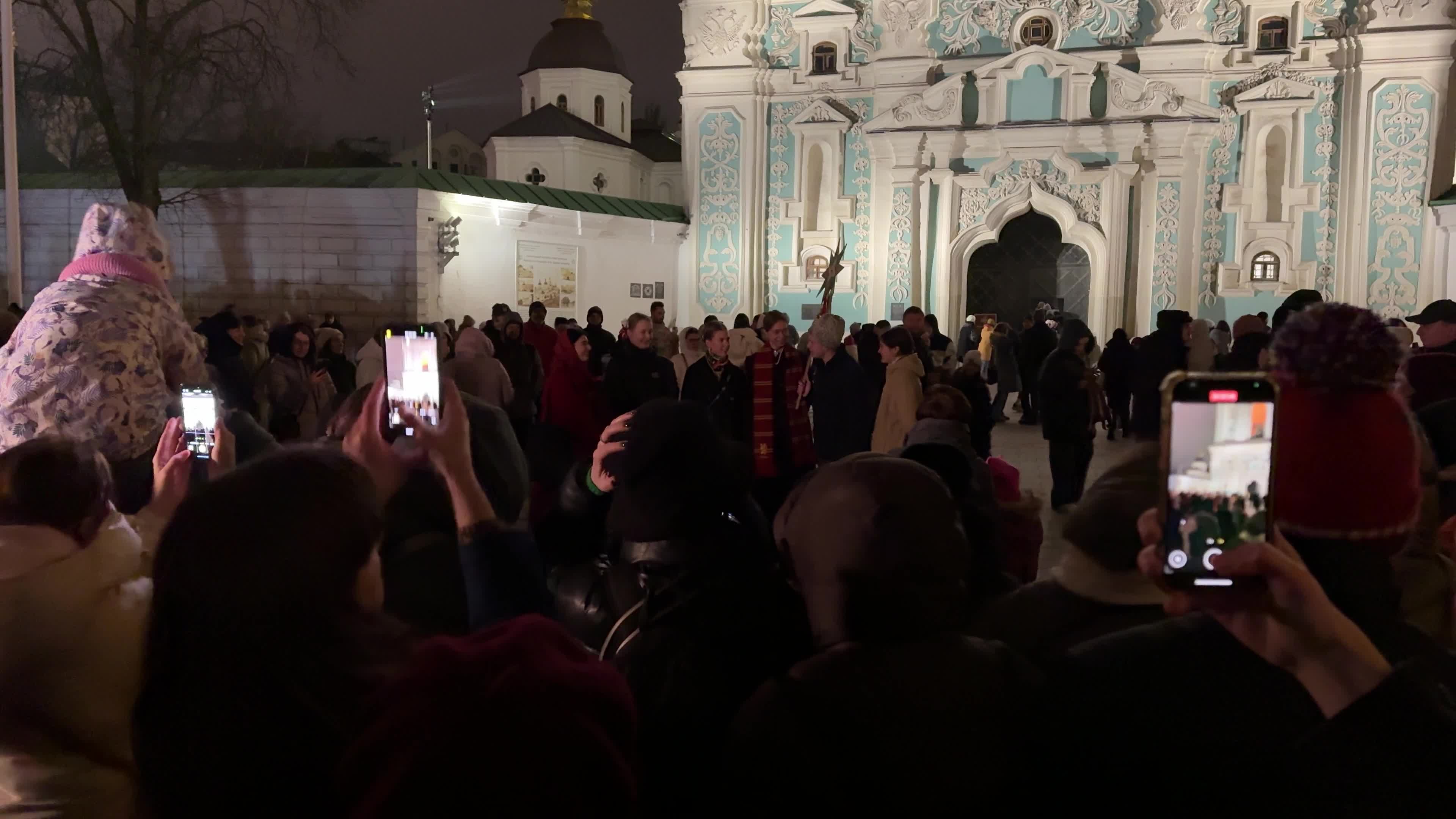 Main Christmas tree of Kyiv during a blackout caused by Russia’s ongoing strikes on Ukraine’s energy infrastructure