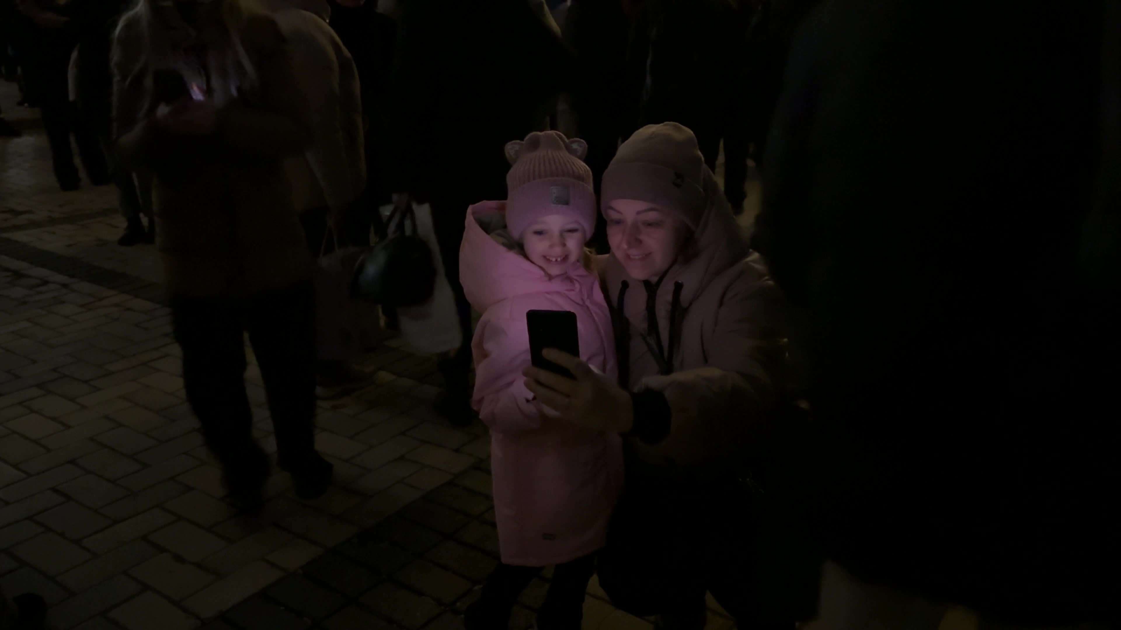Main Christmas tree of Kyiv during a blackout caused by Russia’s ongoing strikes on Ukraine’s energy infrastructure
