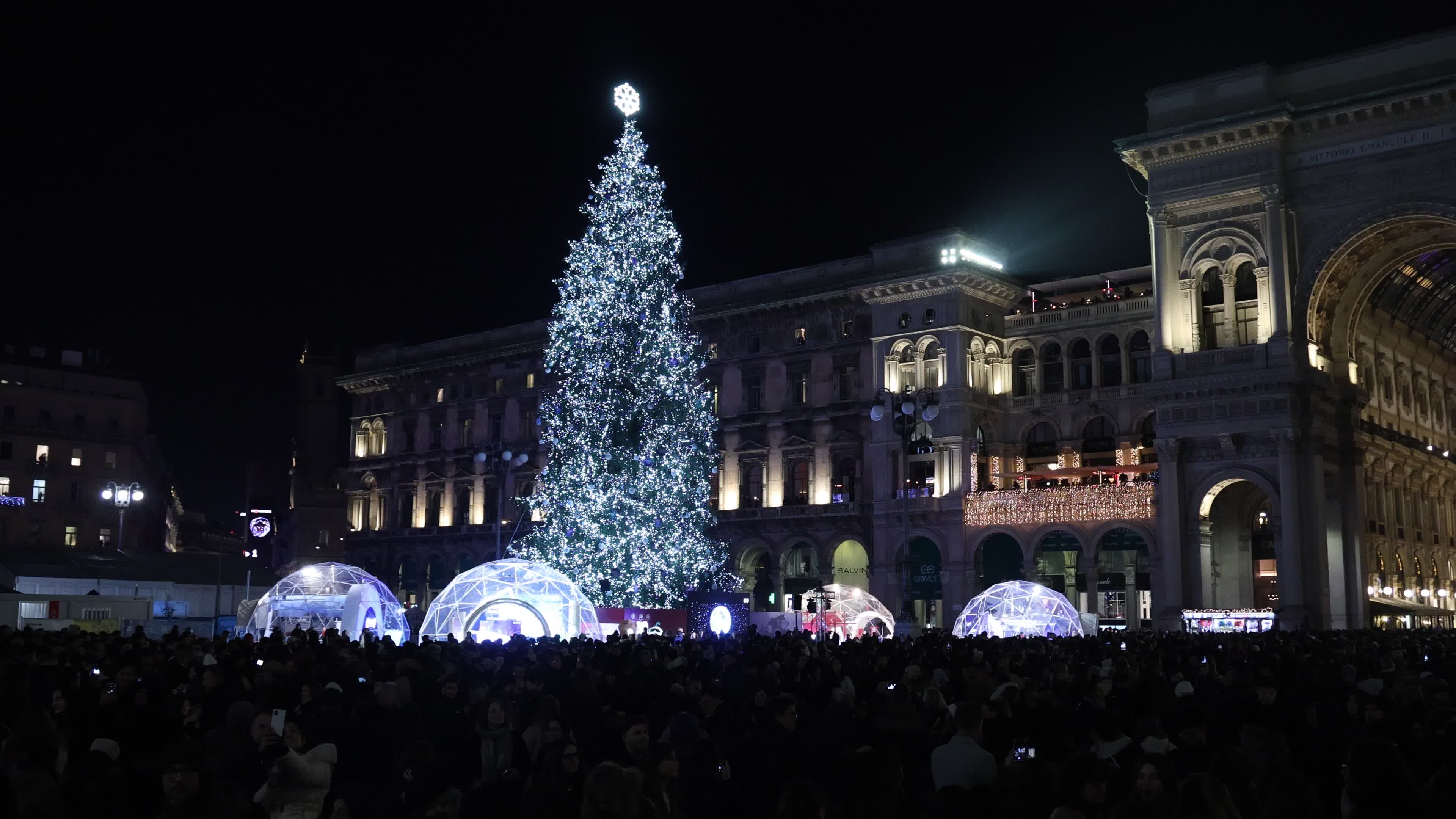 The lighting ceremony of the Milano Cortina 2026 Winter Olympic and Paralympic Games christmas tree in Milan