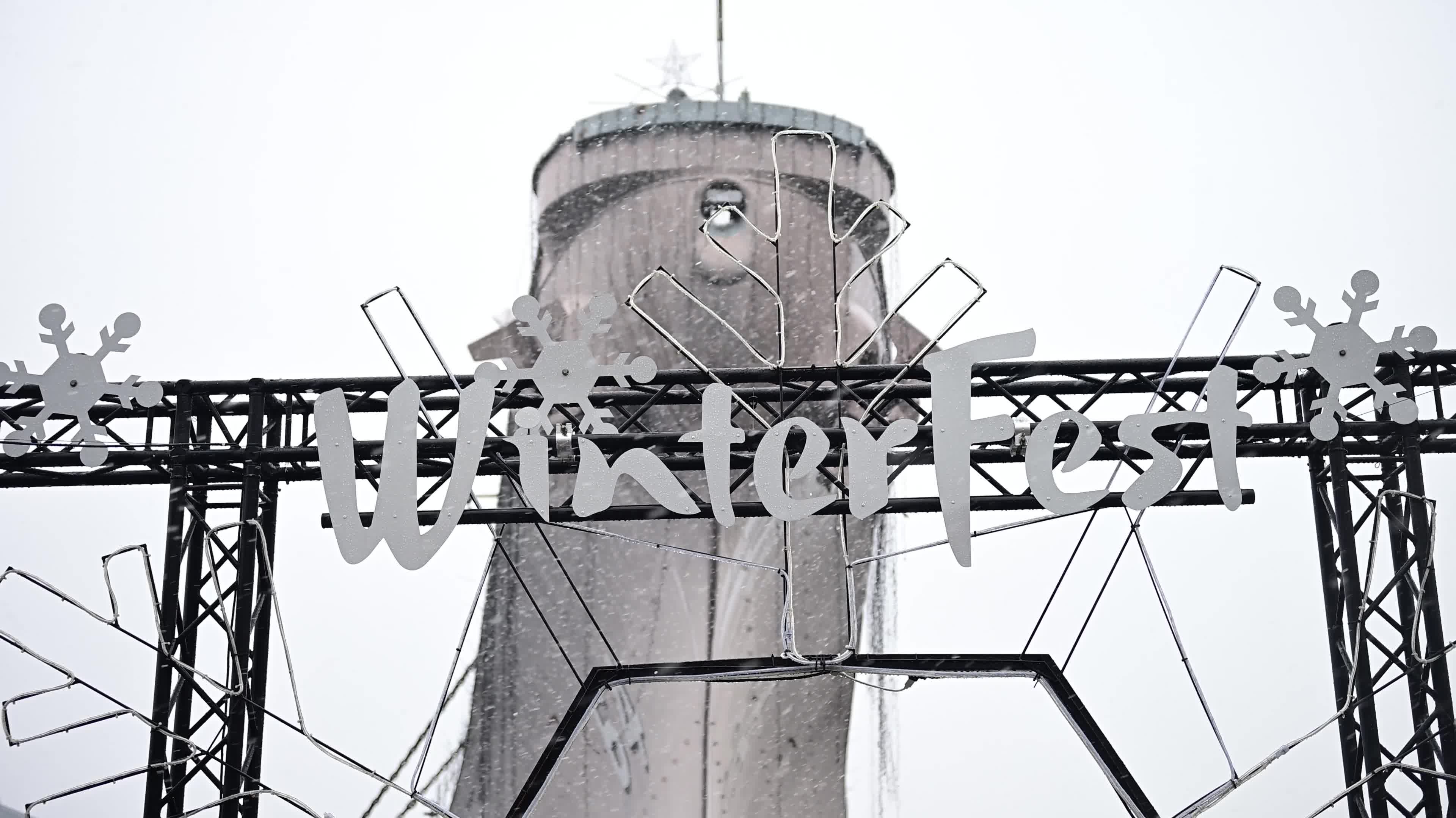 Snowstorm Hits Norfolk, Virginia - USS Wisconsin