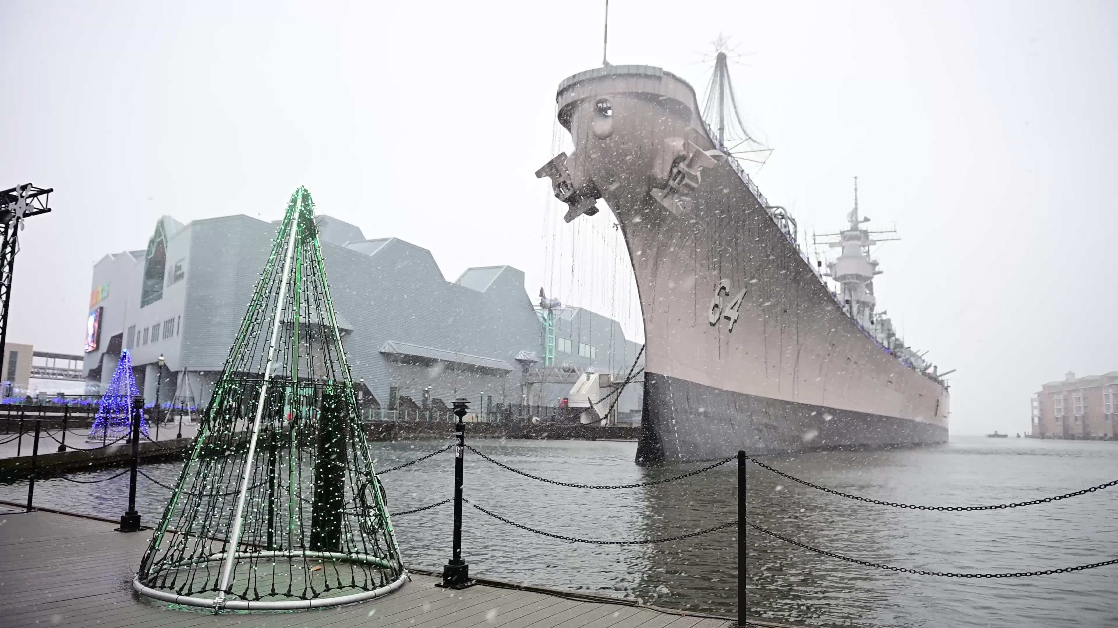 Snowstorm Hits Norfolk, Virginia - USS Wisconsin