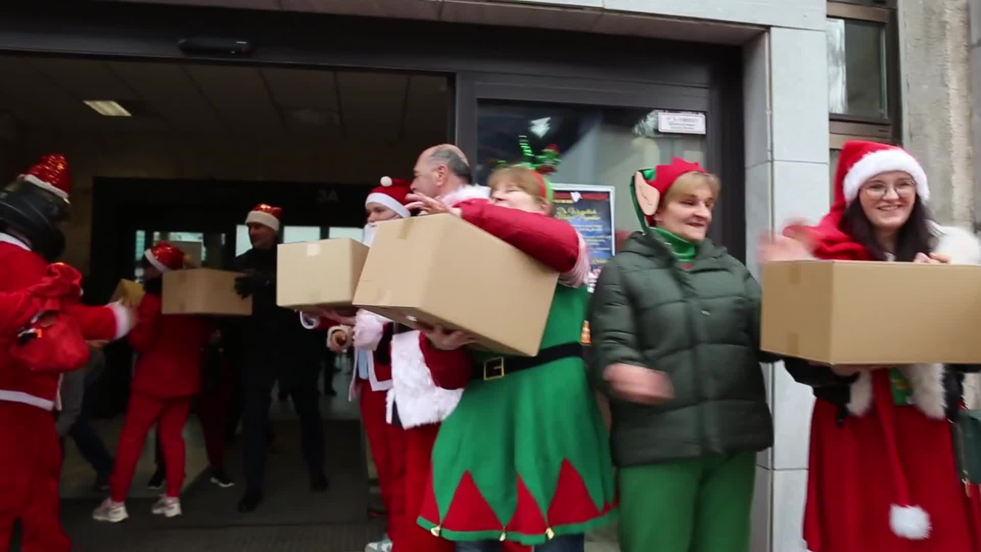 Santa Motorcyclists fundrise for children in Krakow, Poland 
