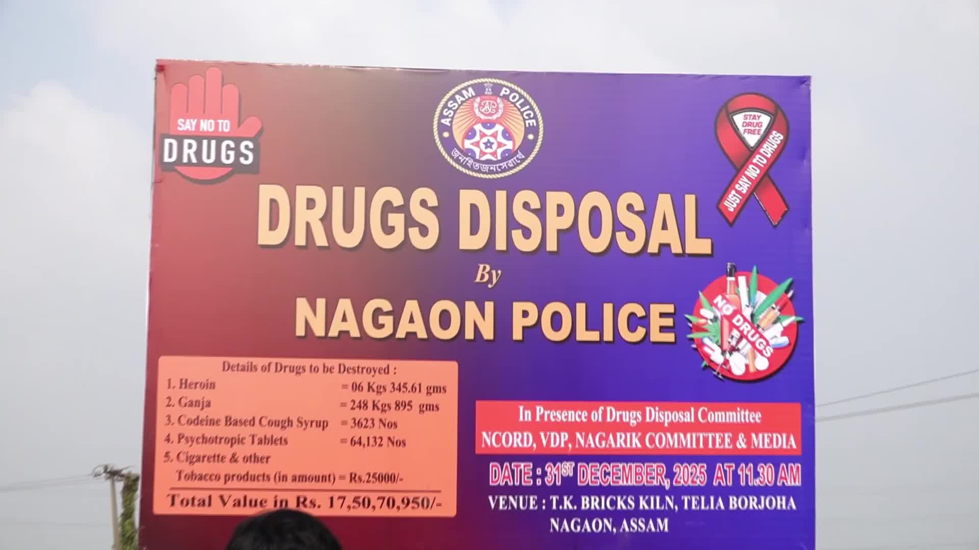 Drug Disposal By Assam Police In India