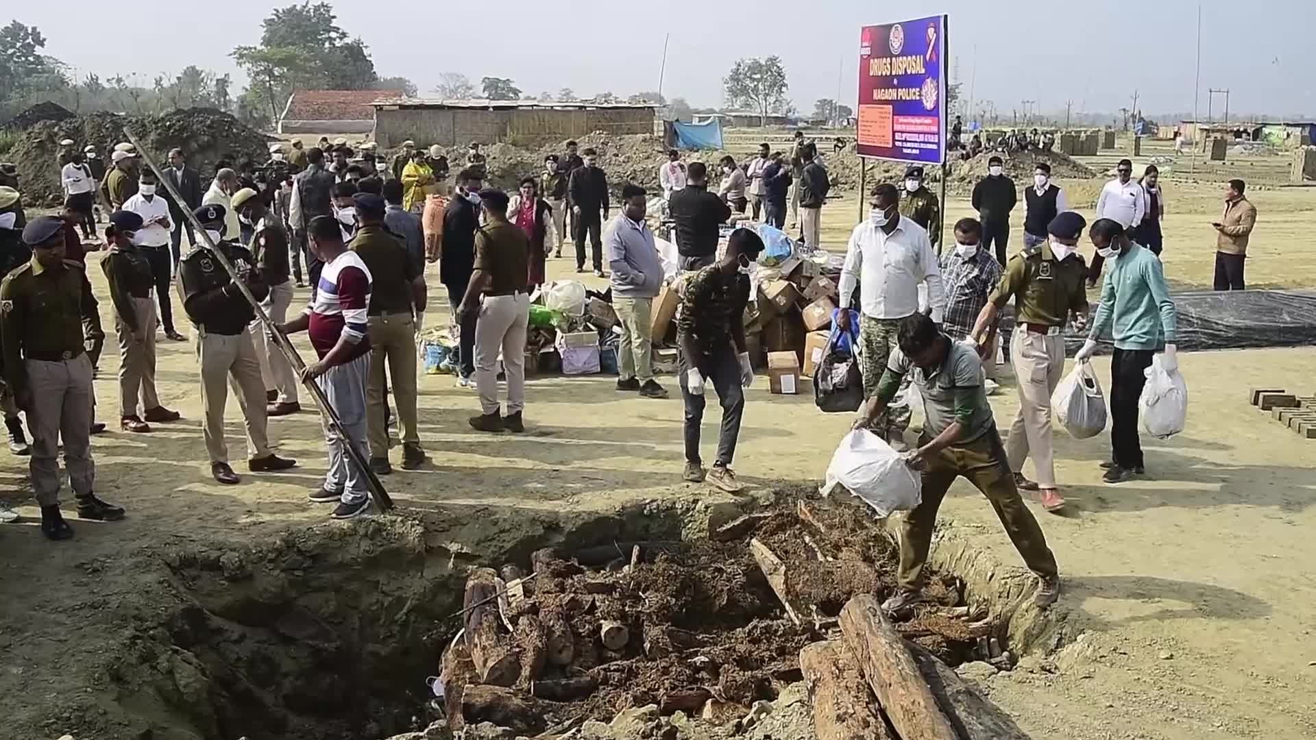 Drug Disposal By Assam Police In India