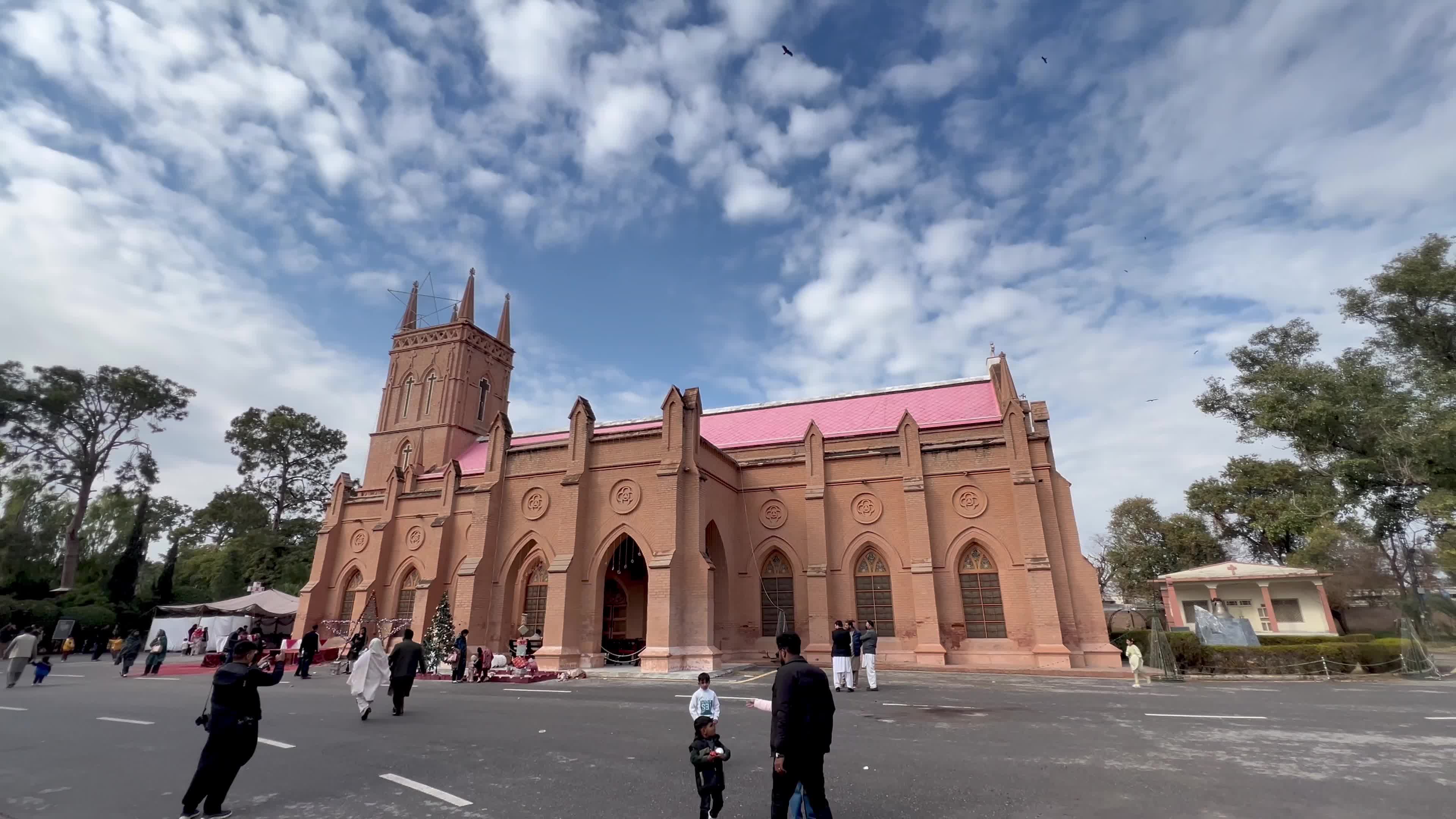 People pray as they attend a New Year service at the St. John's Cathedral in Peshawar 