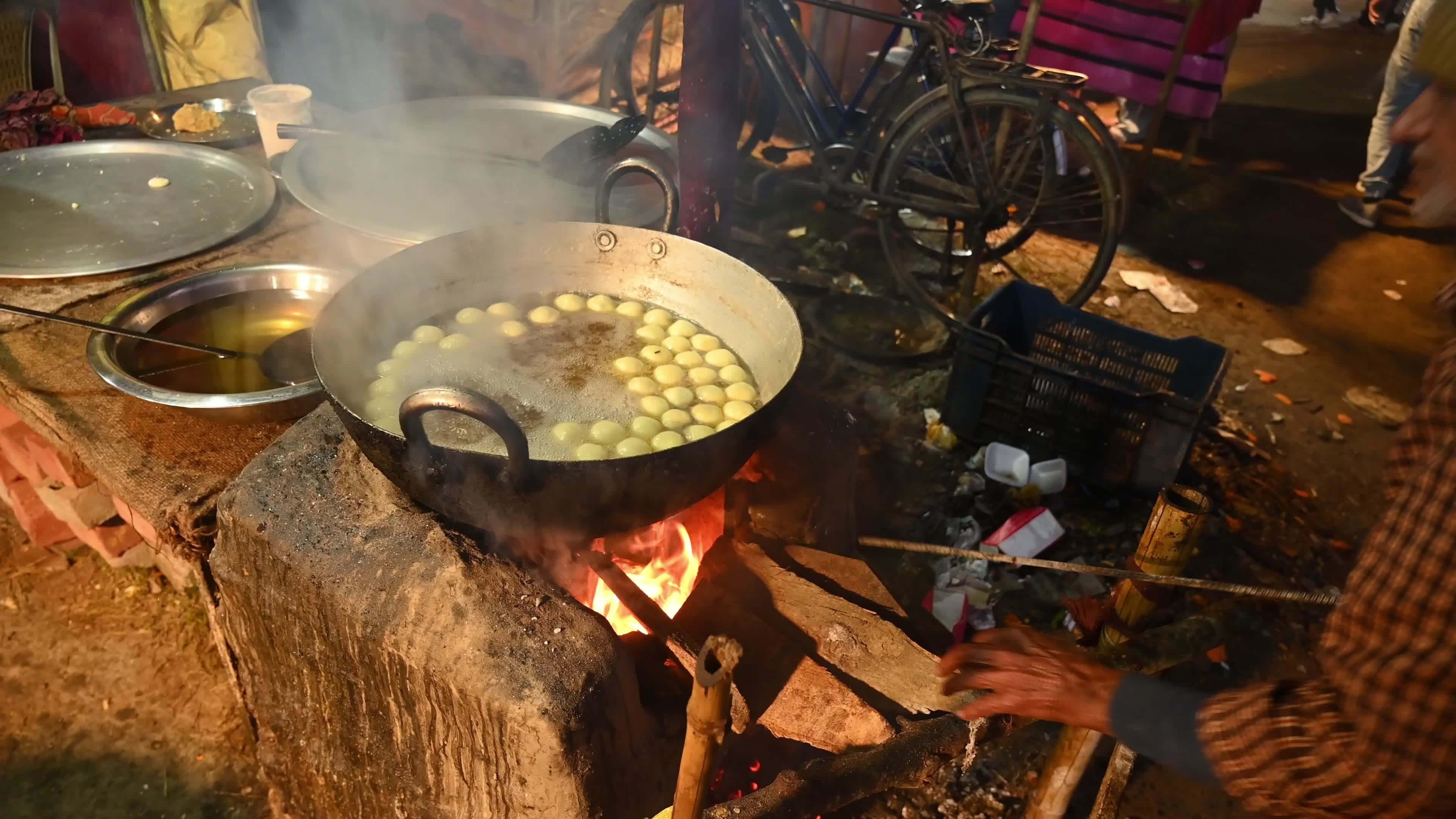 Rosogolla Making at the village fair - Indian sweets (mithai)