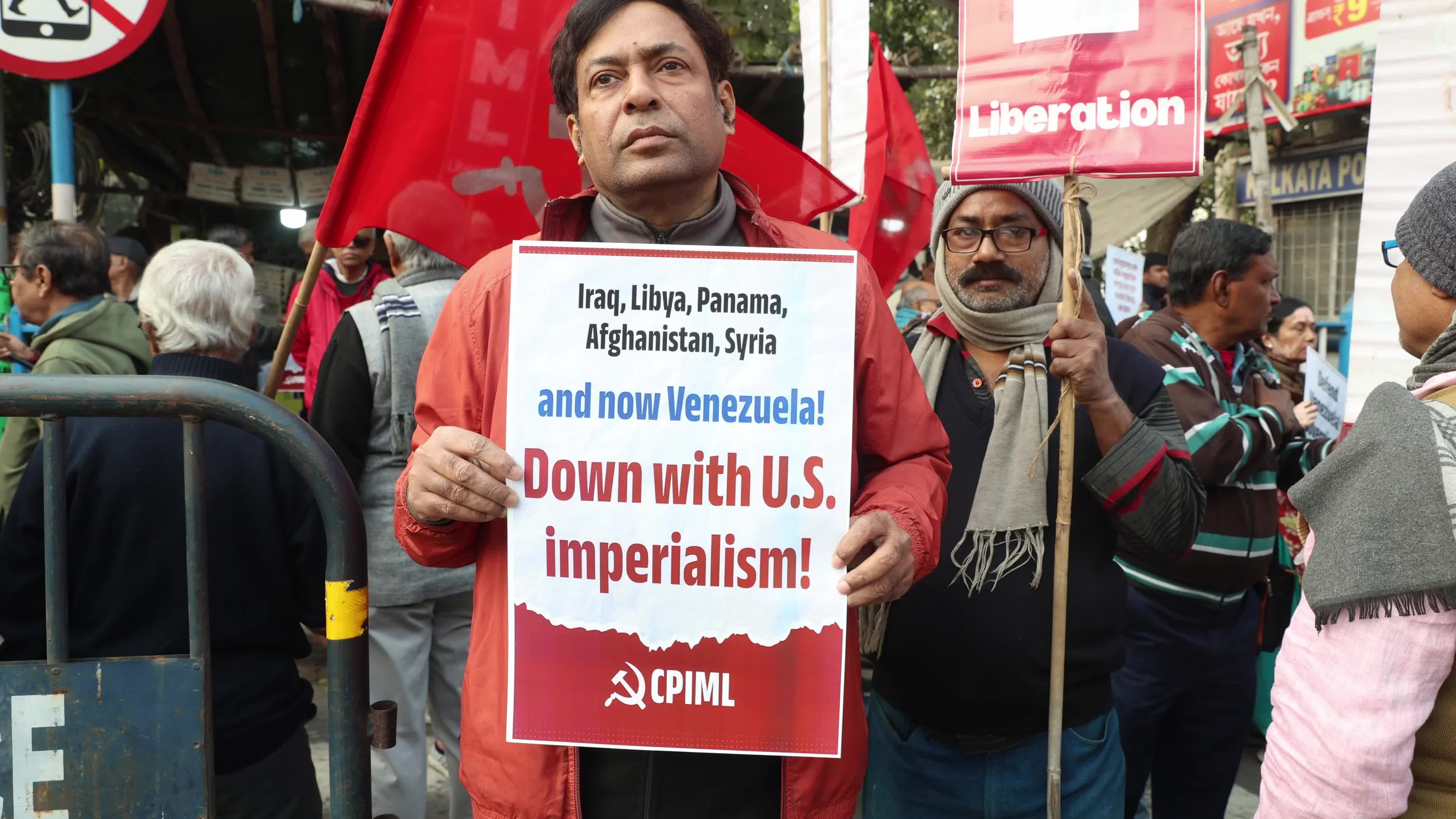 No War On Venezuela Protest In Kolkata, India 