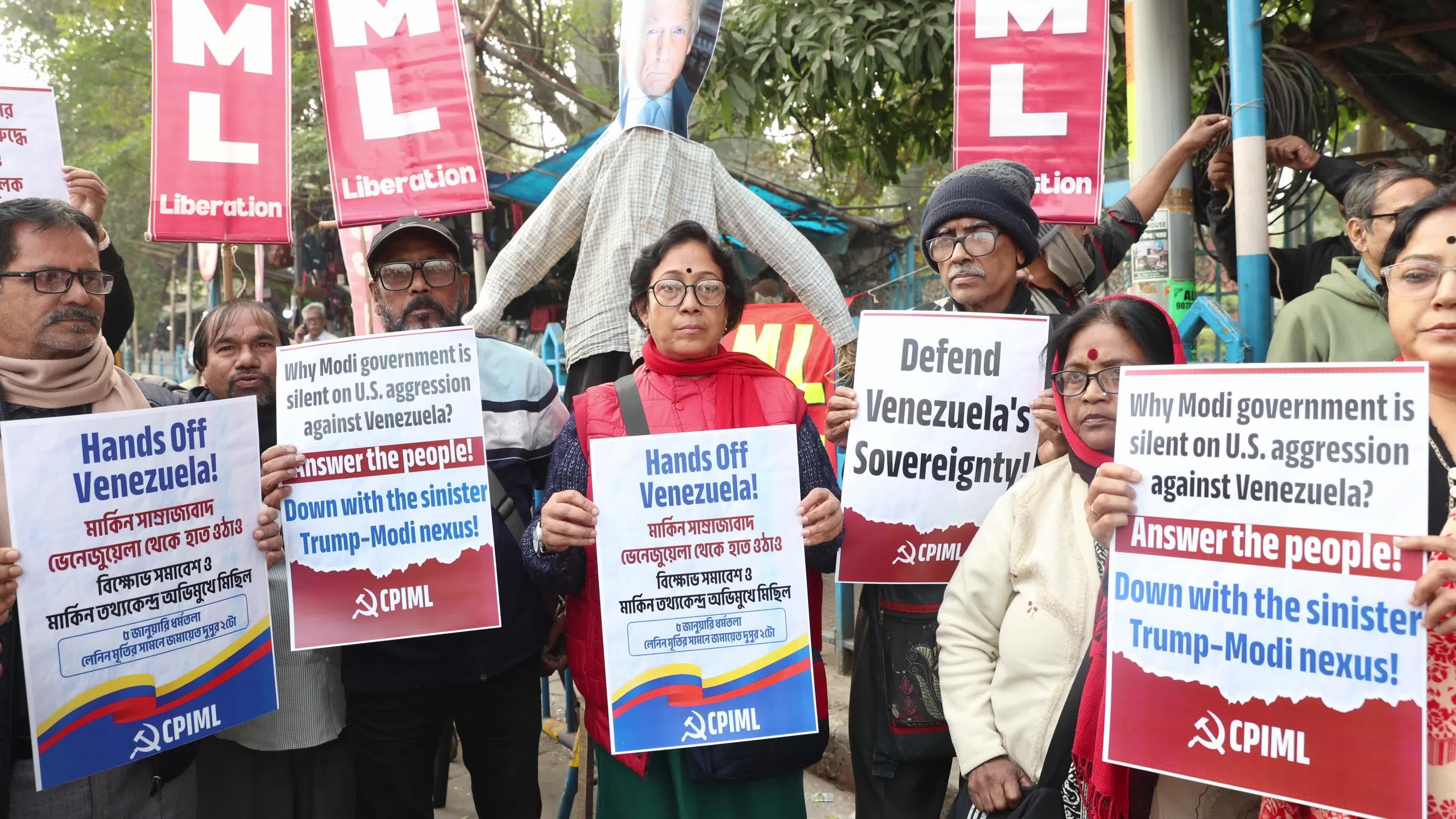 No War On Venezuela Protest In Kolkata, India 