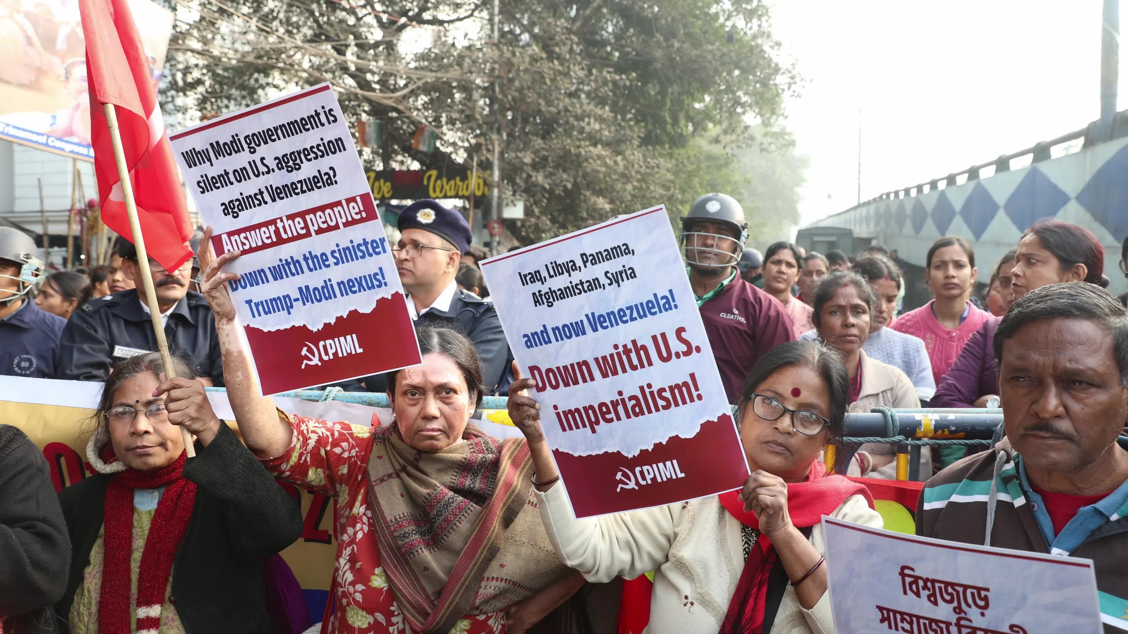 No War On Venezuela Protest In Kolkata, India 