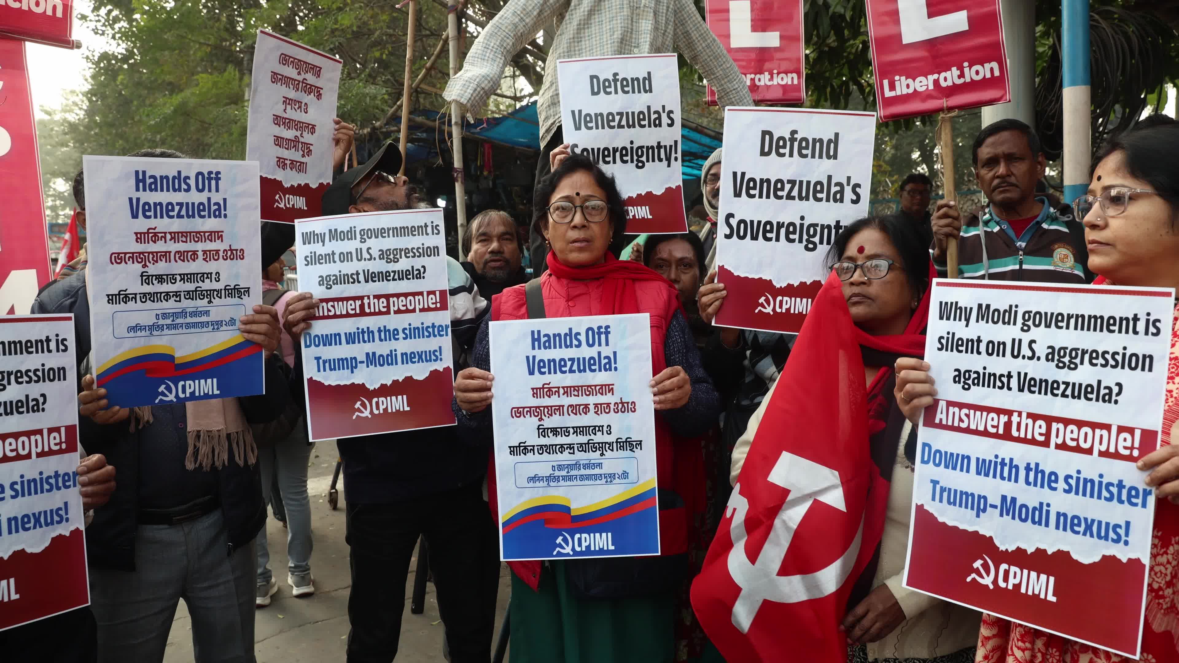 No War On Venezuela Protest In Kolkata, India 